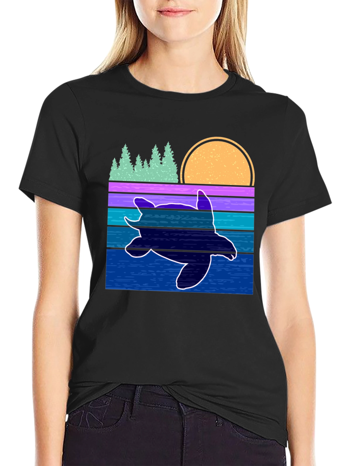 Retro Turtle Sunset Graphic Tee