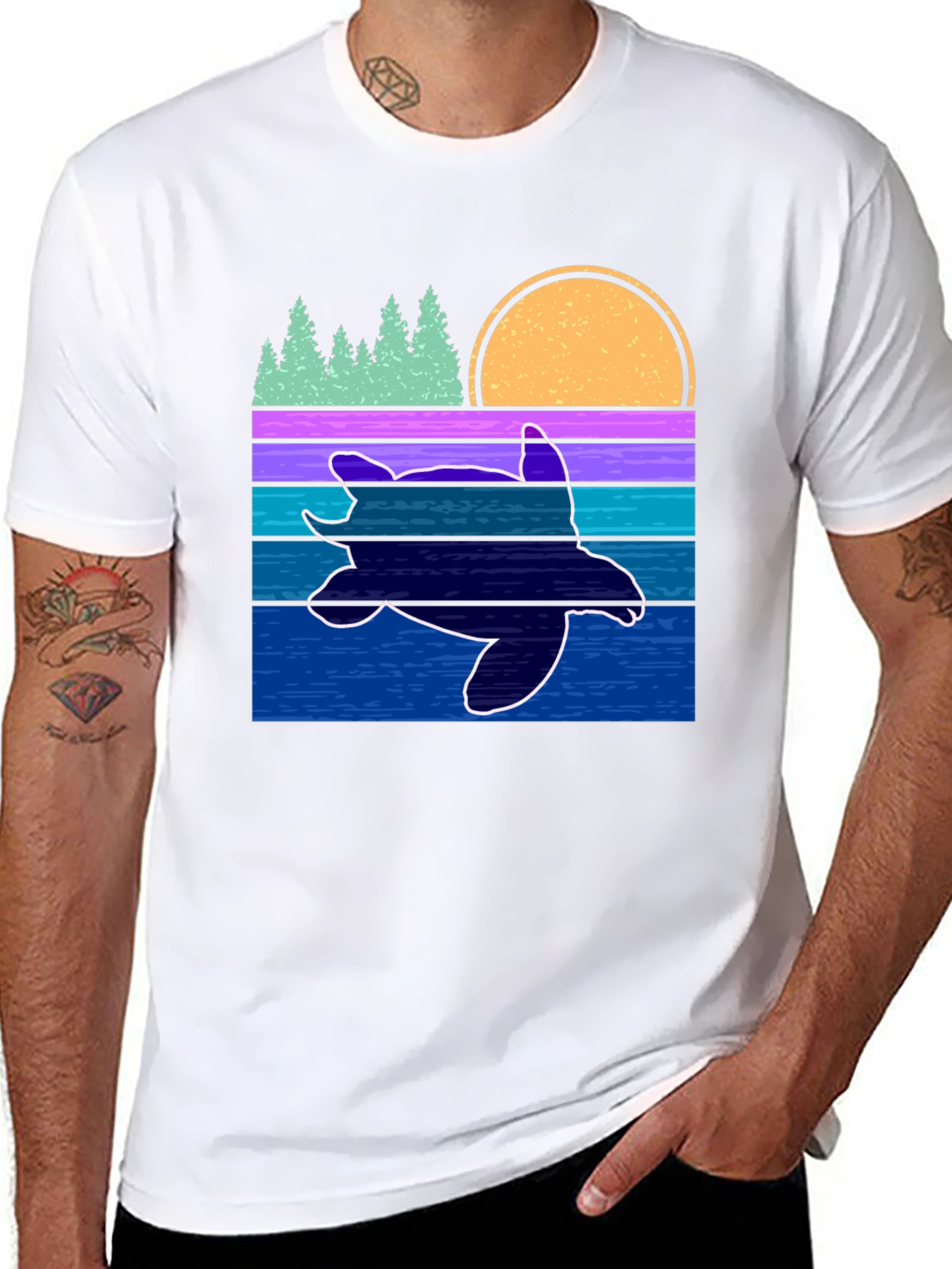 Retro Turtle Sunset Graphic Tee