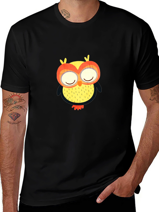 Owl Graphic Tee - Black Cotton Comfort