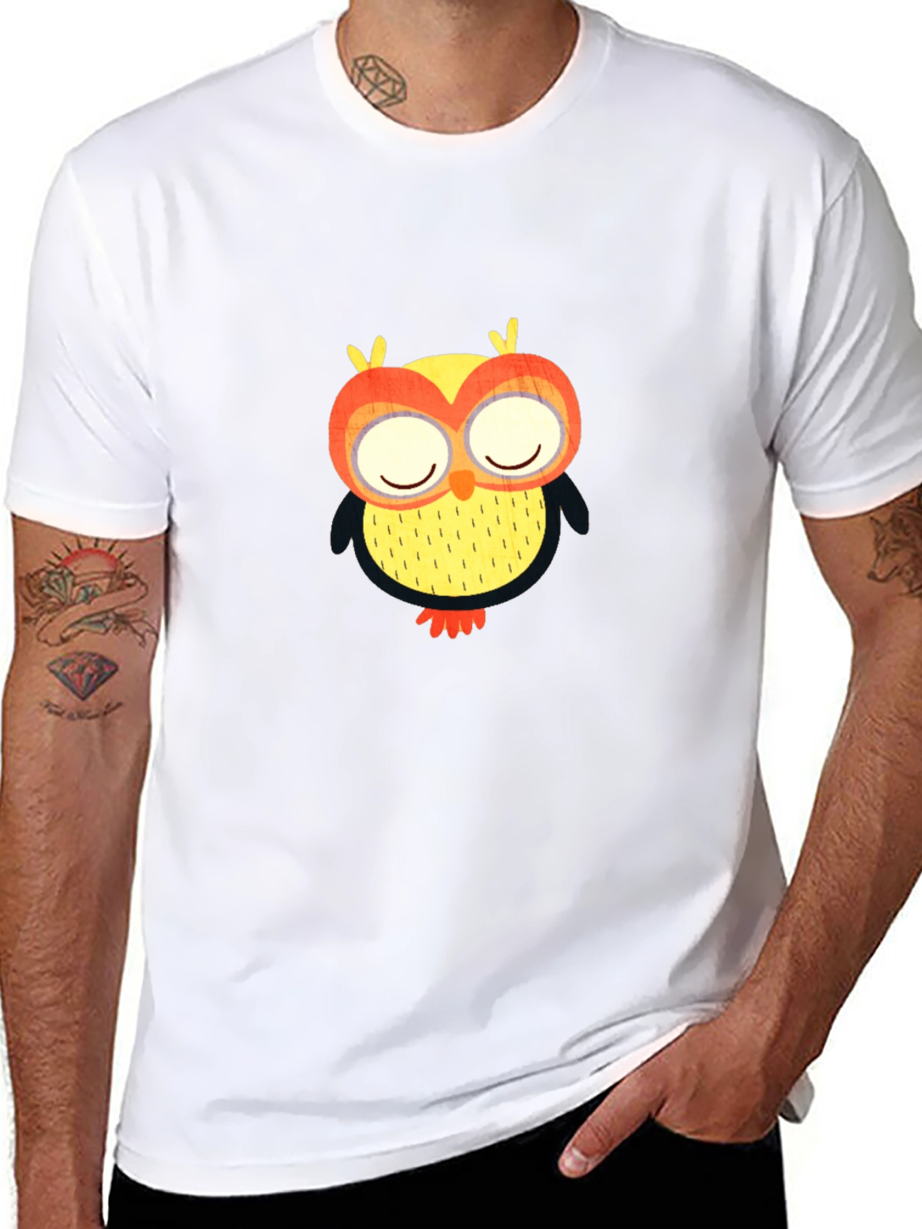 Owl Graphic Tee - Black Cotton Comfort