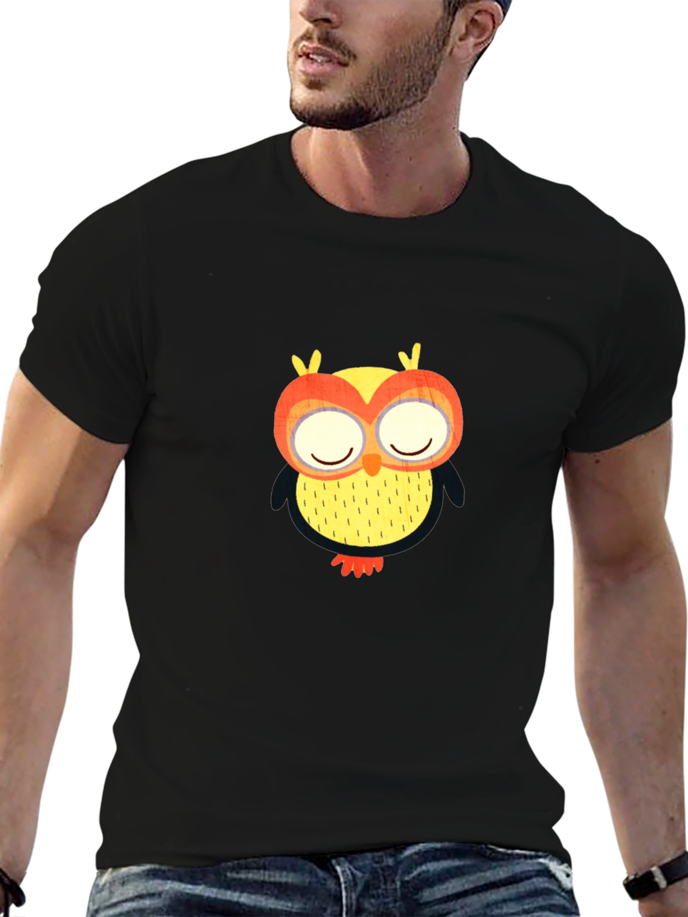 Owl Graphic Tee - Black Cotton Comfort