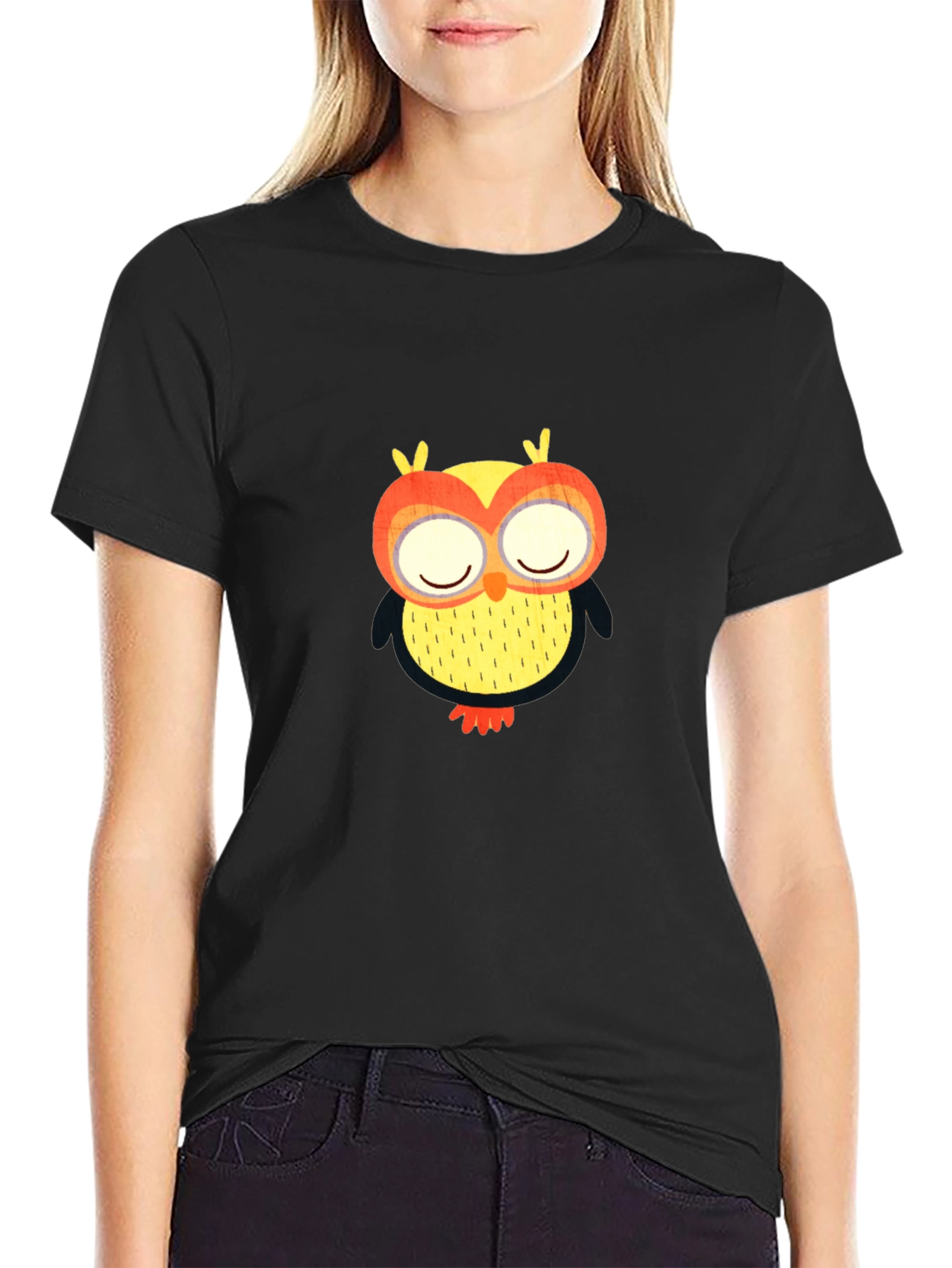 Owl Graphic Tee - Black Cotton Comfort