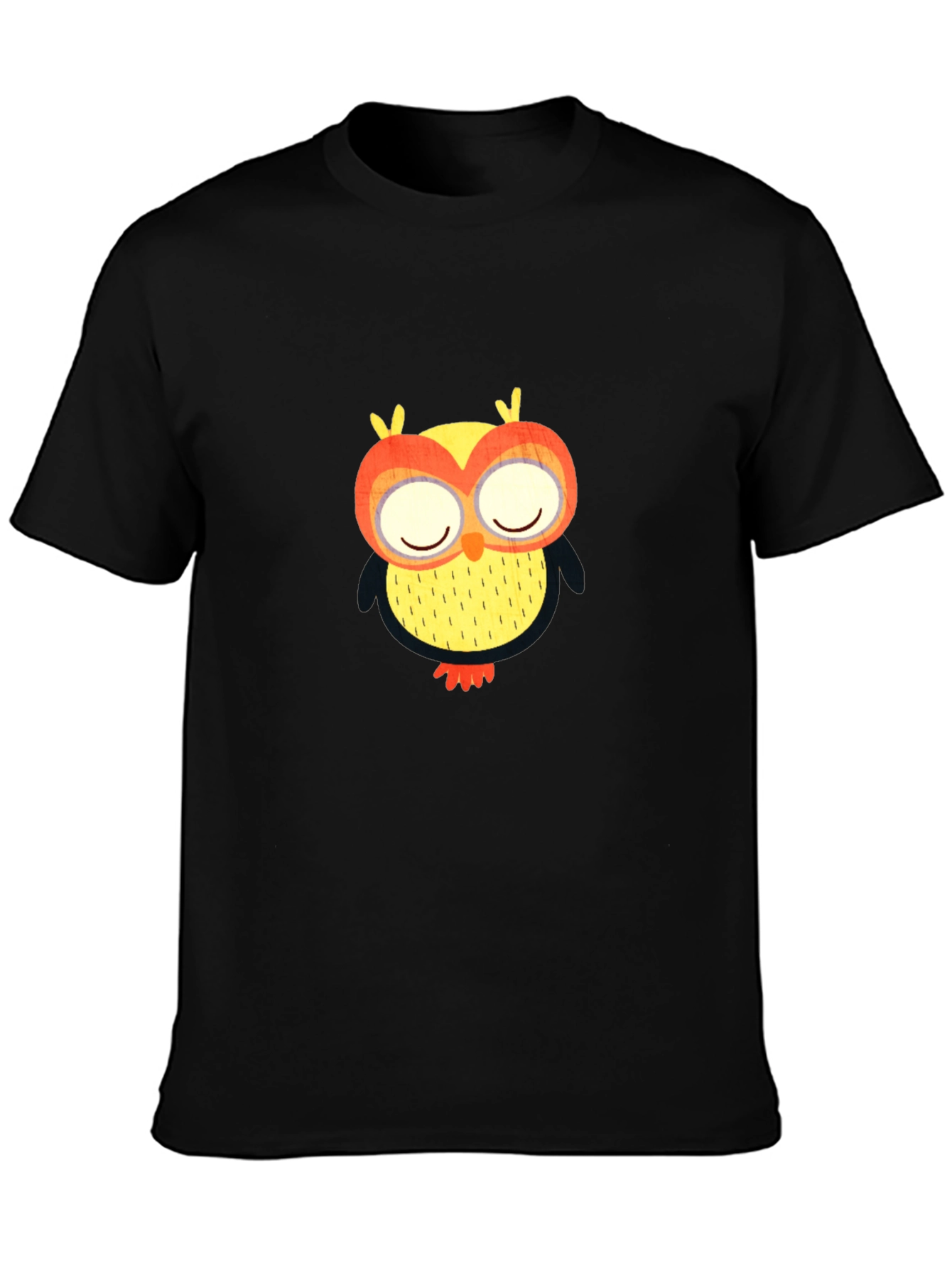 Owl Graphic Tee - Black Cotton Comfort