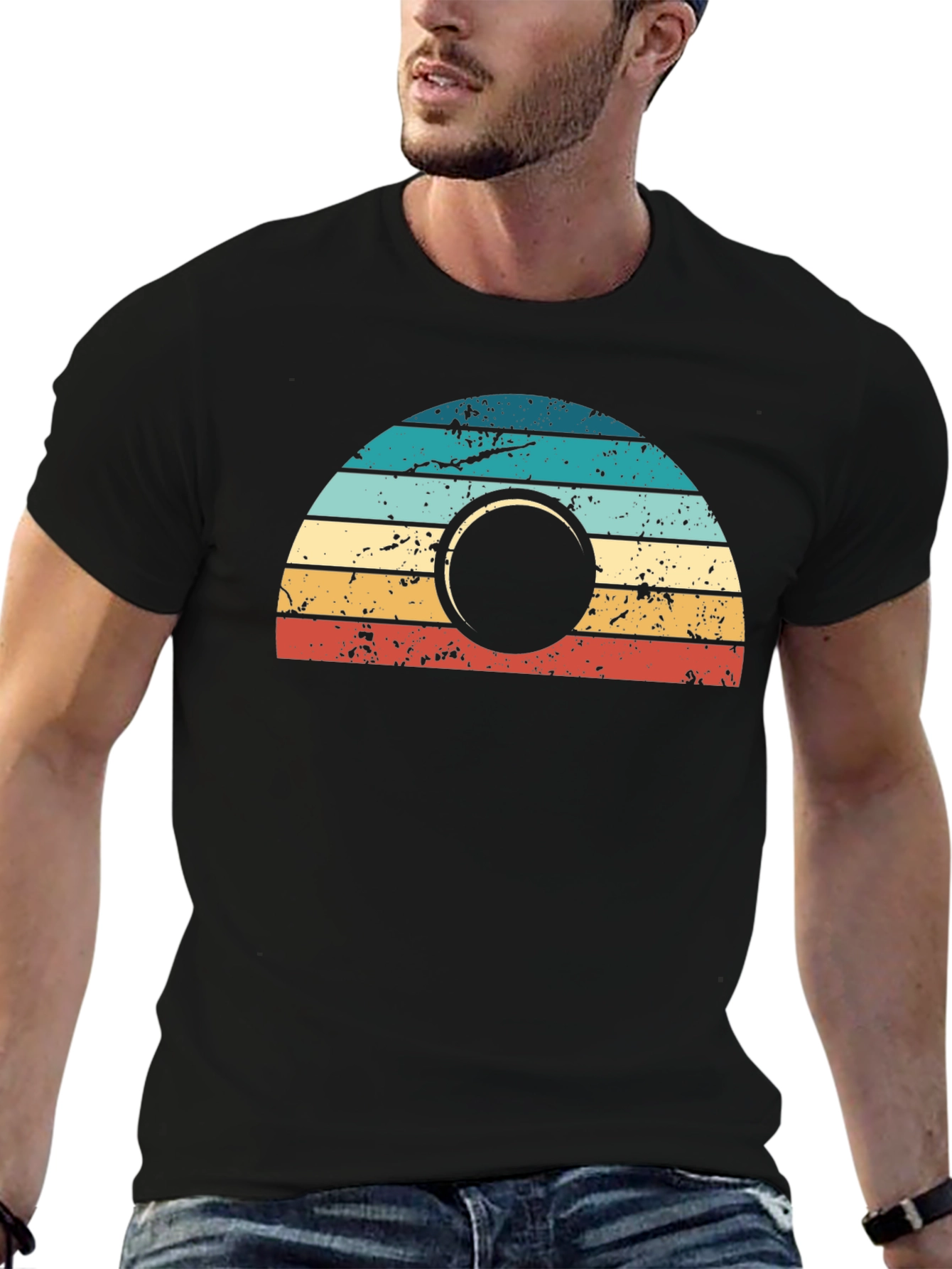 Retro Sunset Graphic Tee - Mens Black T-Shirt