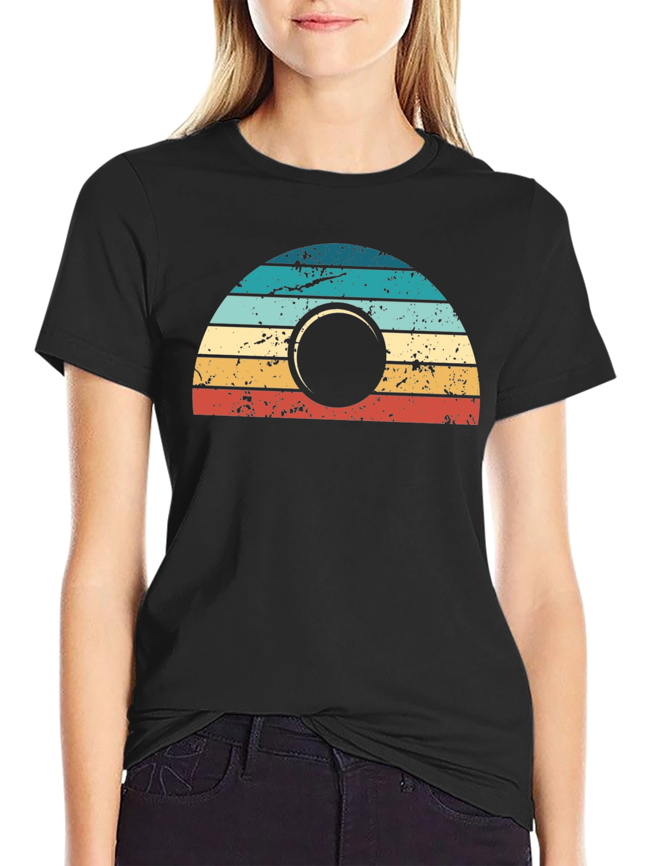 Retro Sunset Graphic Tee - Mens Black T-Shirt