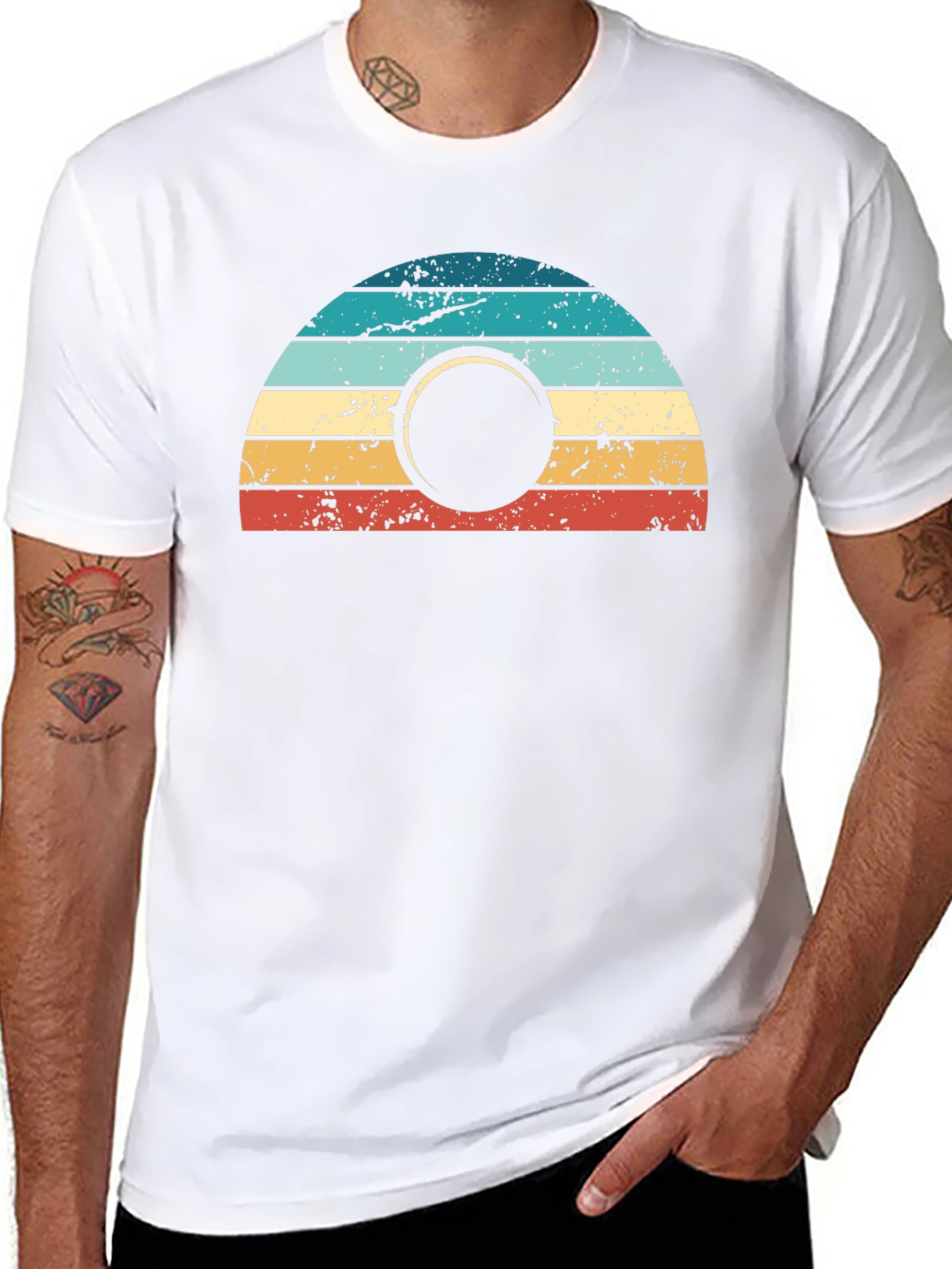 Retro Sunset Graphic Tee - Mens Black T-Shirt