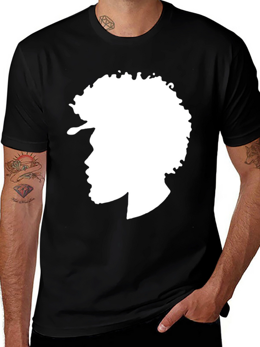 Afro Silhouette Graphic Tee - Stylish Black T-Shirt