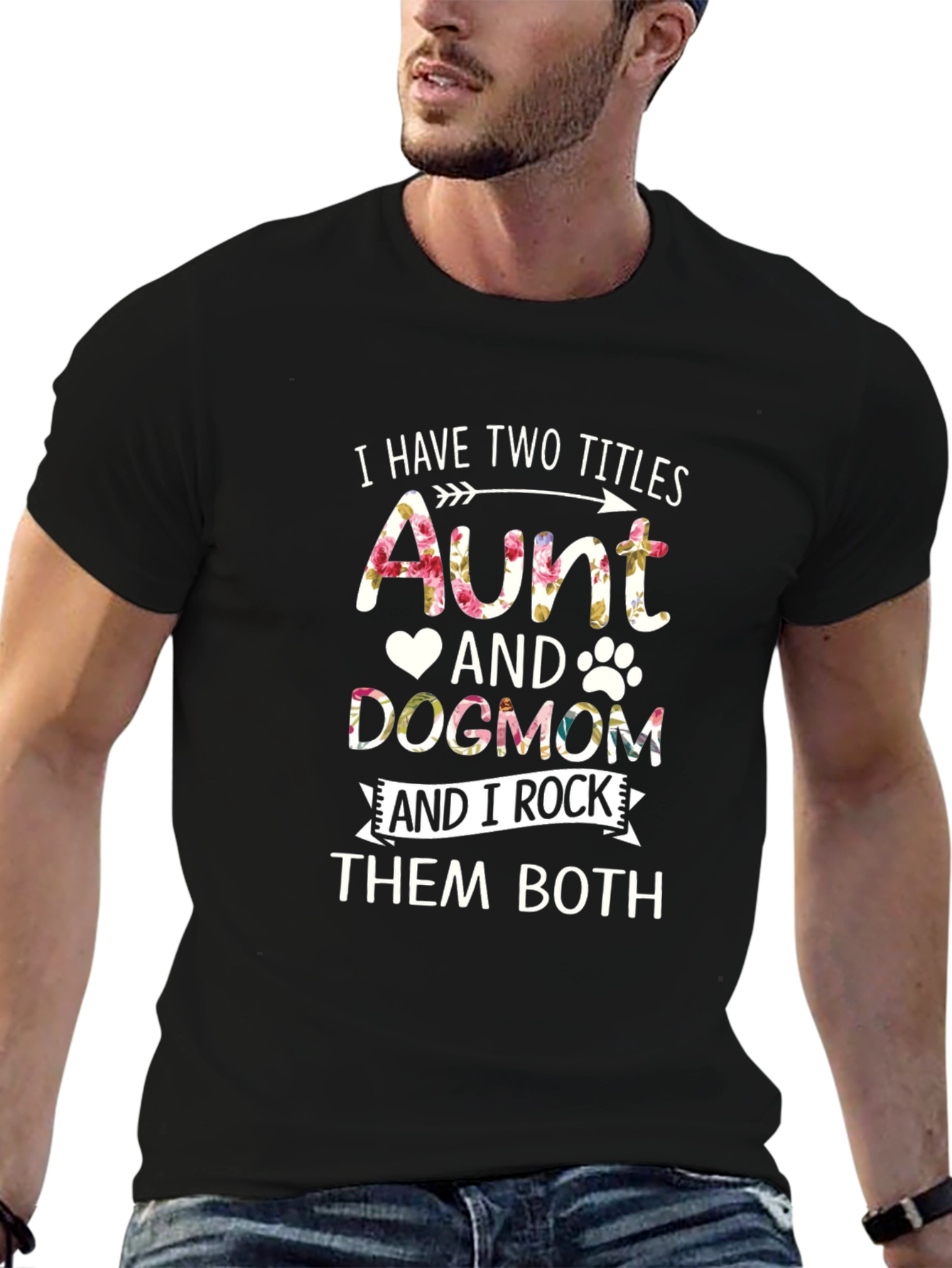 Aunt and Dogmom T-Shirt - Floral Design
