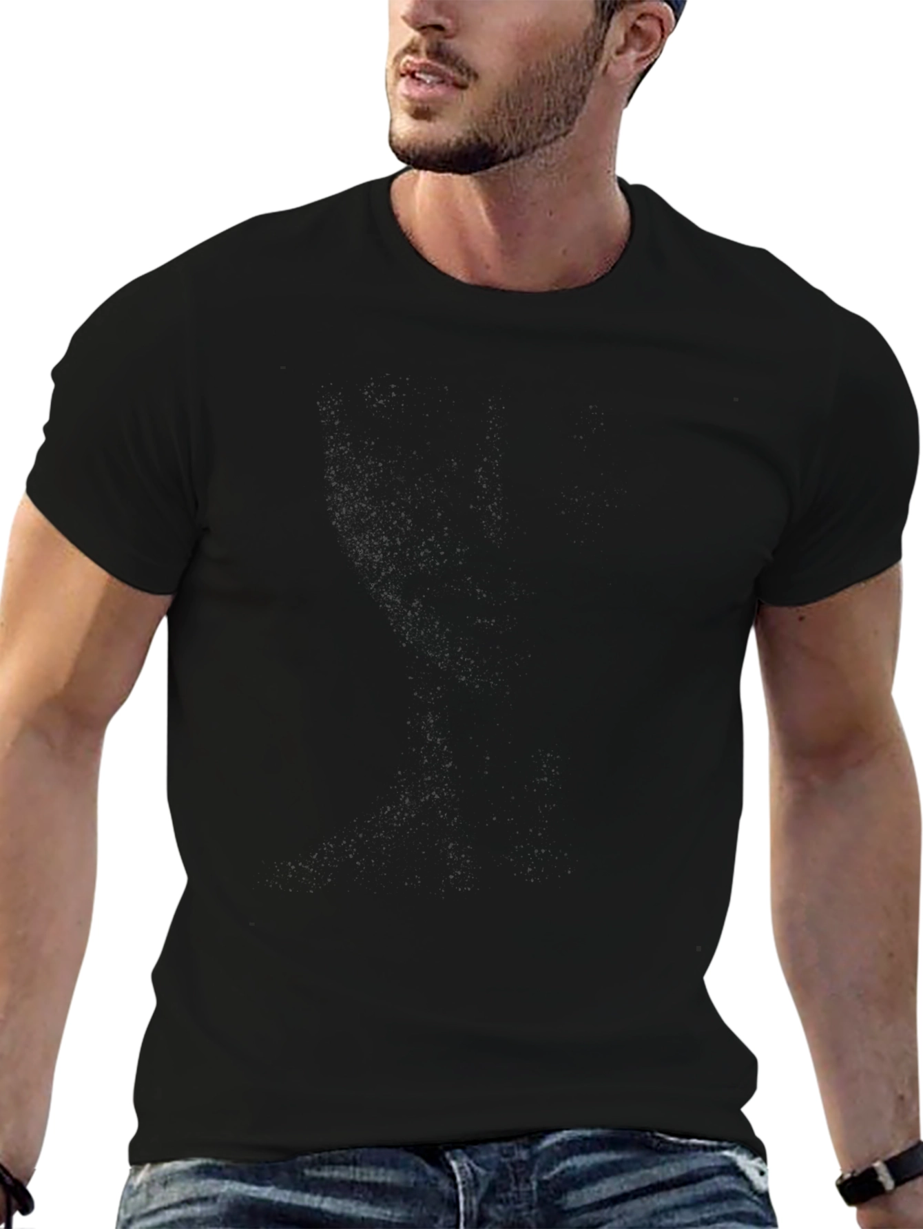 Mens Solid Black Casual T-Shirt