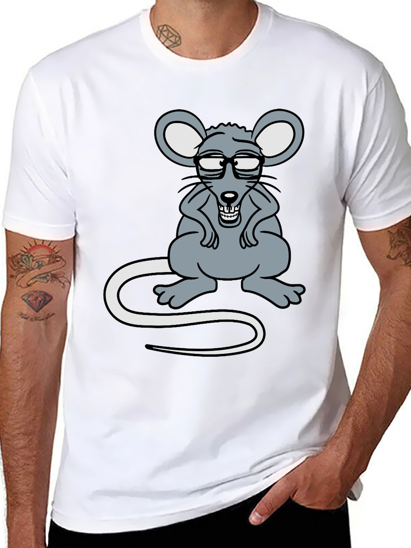 Funny Rat with Glasses Graphic Tee