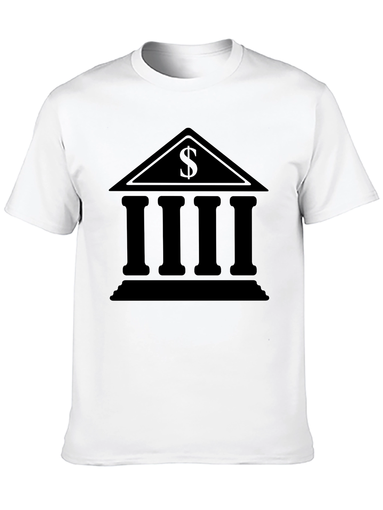 Bank Building Dollar Sign Graphic Black T-Shirt