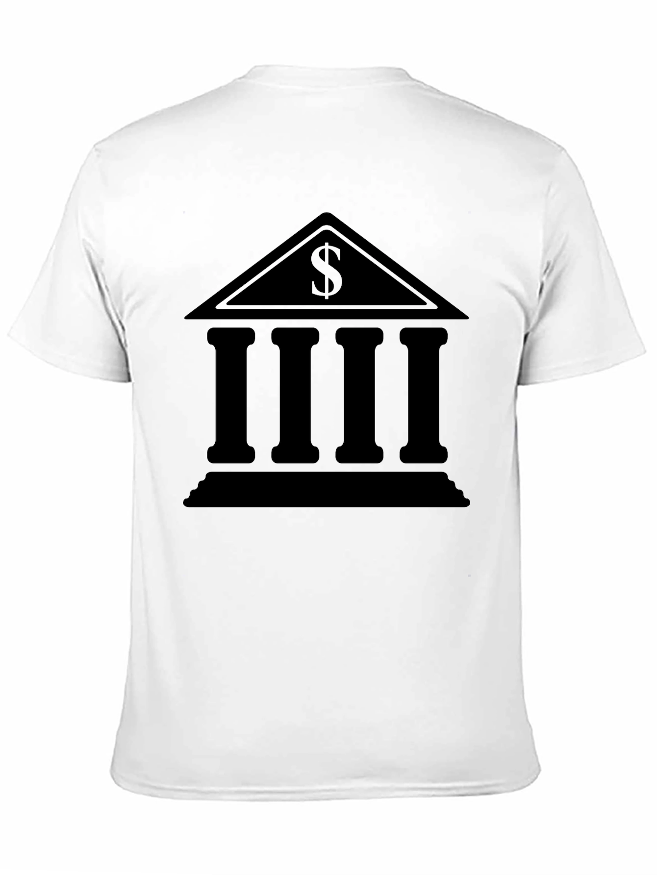 Bank Building Dollar Sign Graphic Black T-Shirt