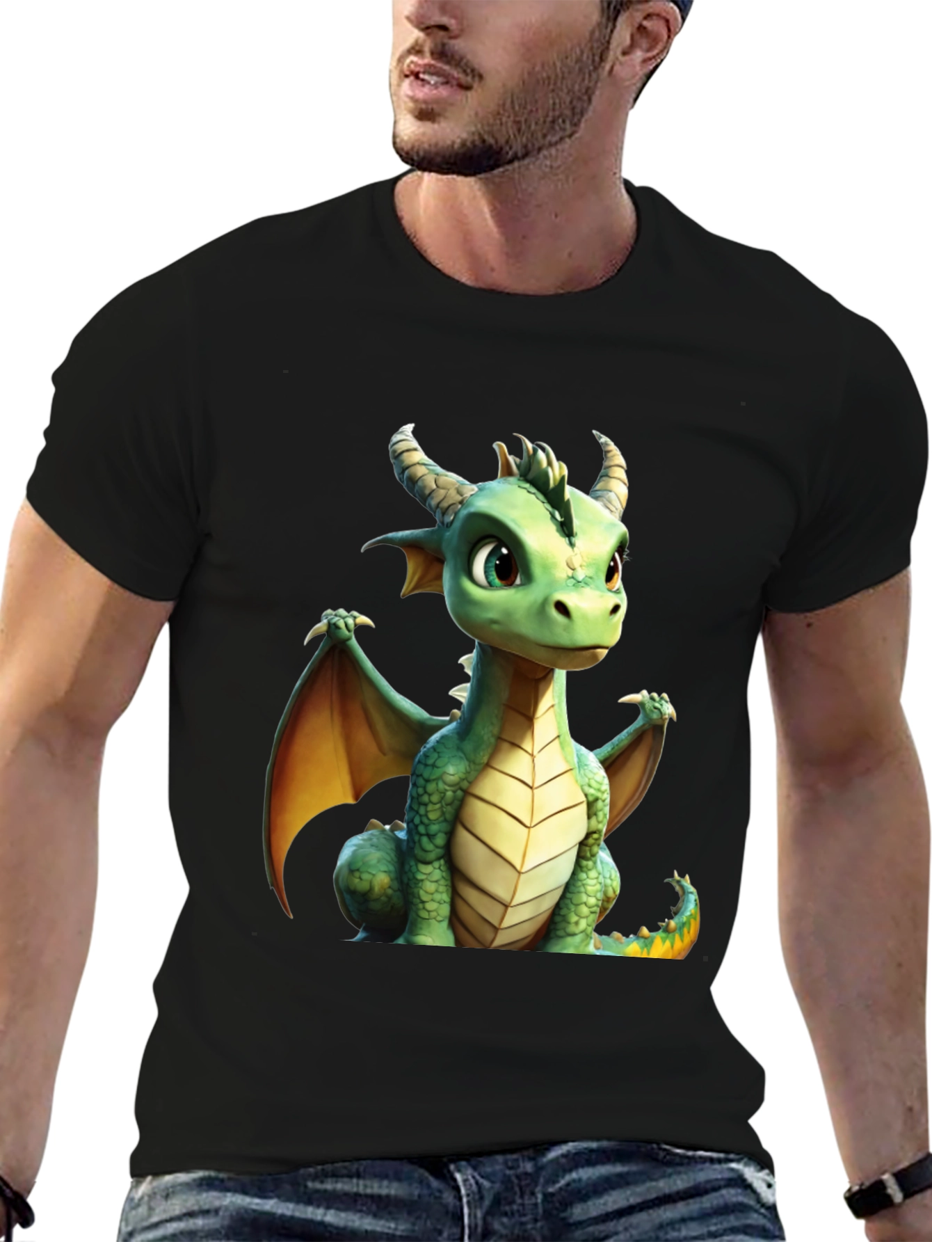 Cute Dragon Graphic Tee - Black T-Shirt