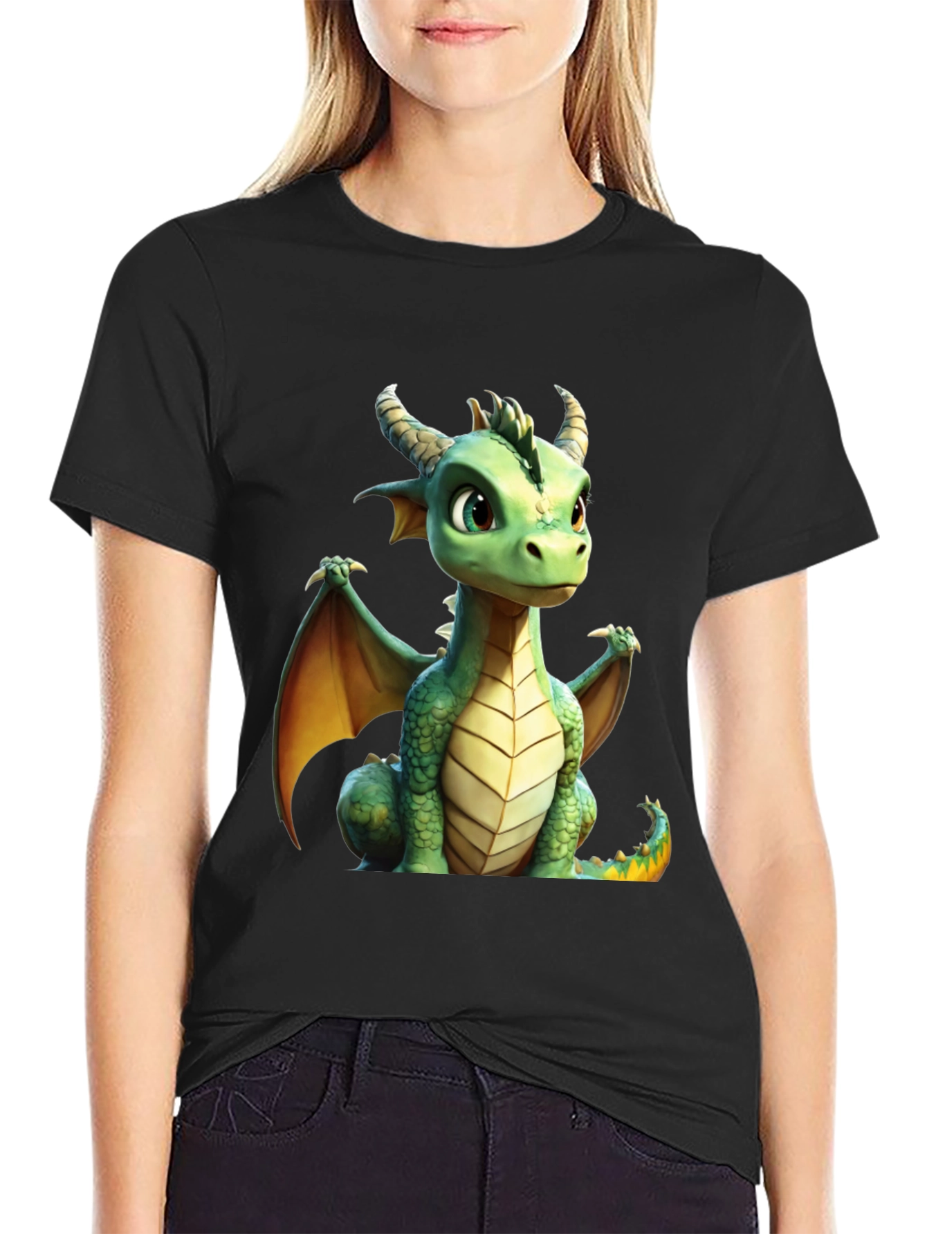 Cute Dragon Graphic Tee - Black T-Shirt