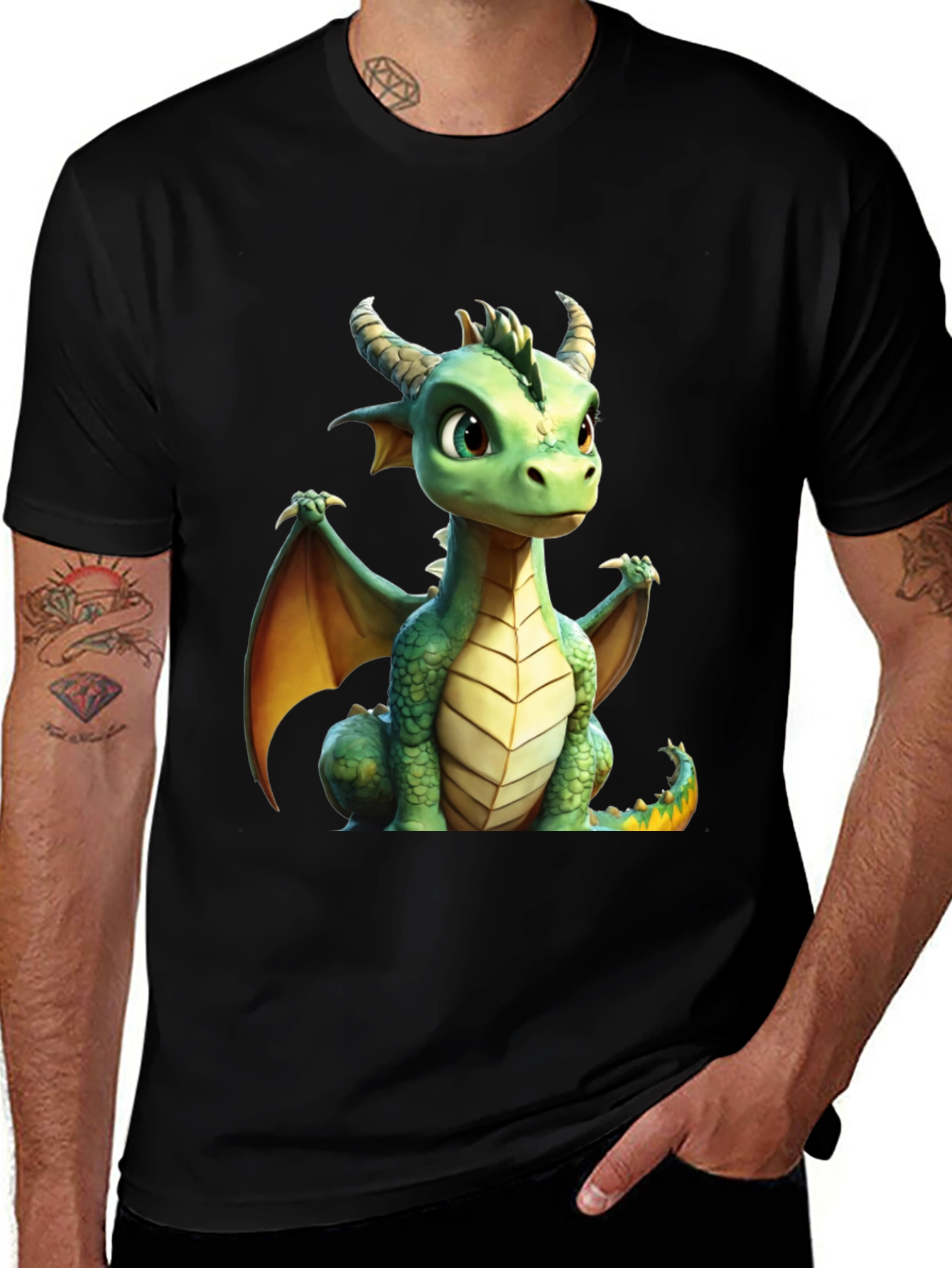 Cute Dragon Graphic Tee - Black T-Shirt