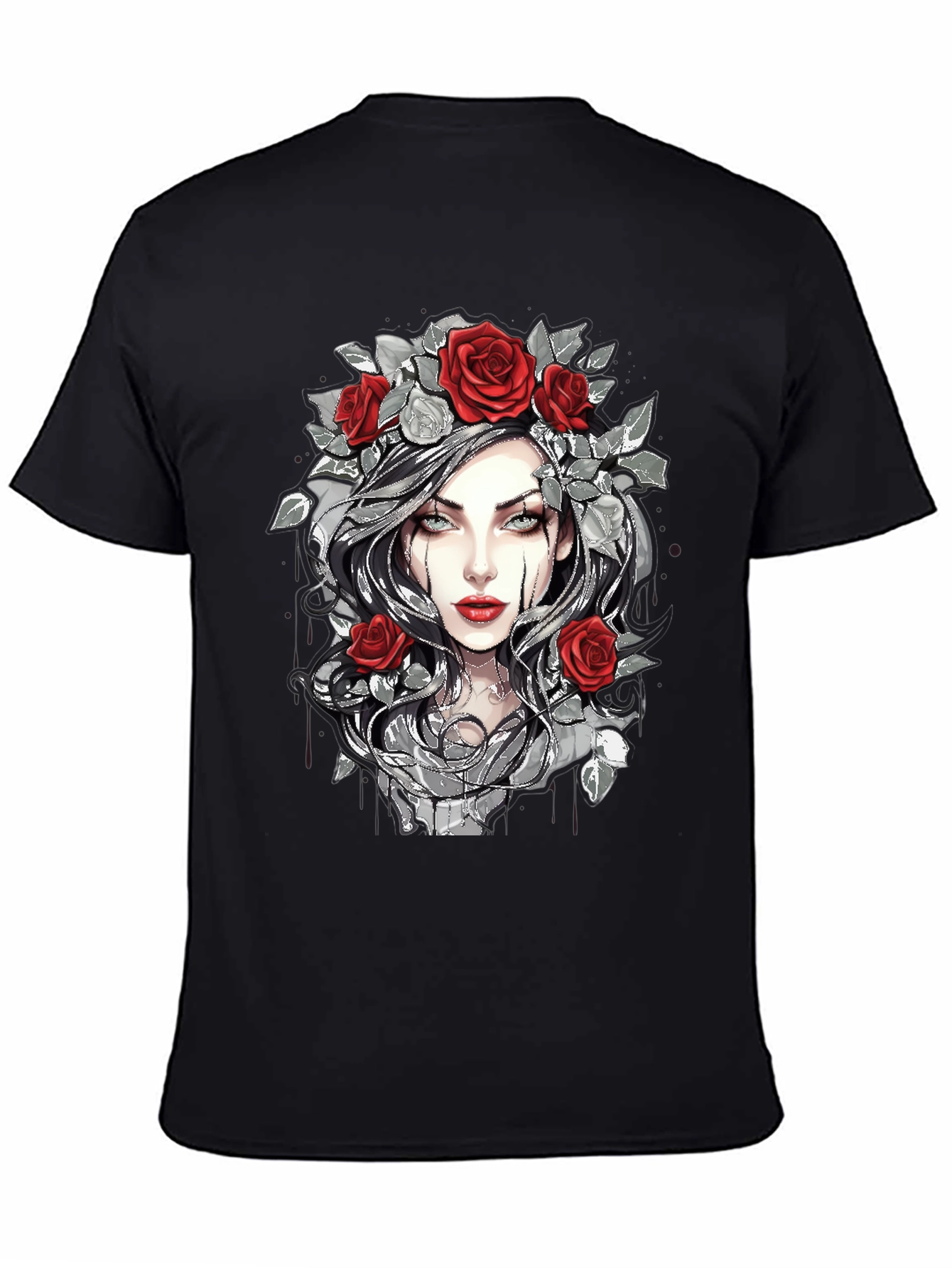 Rose Crown Gothic Tee - Stylish Graphic Print T-Shirt