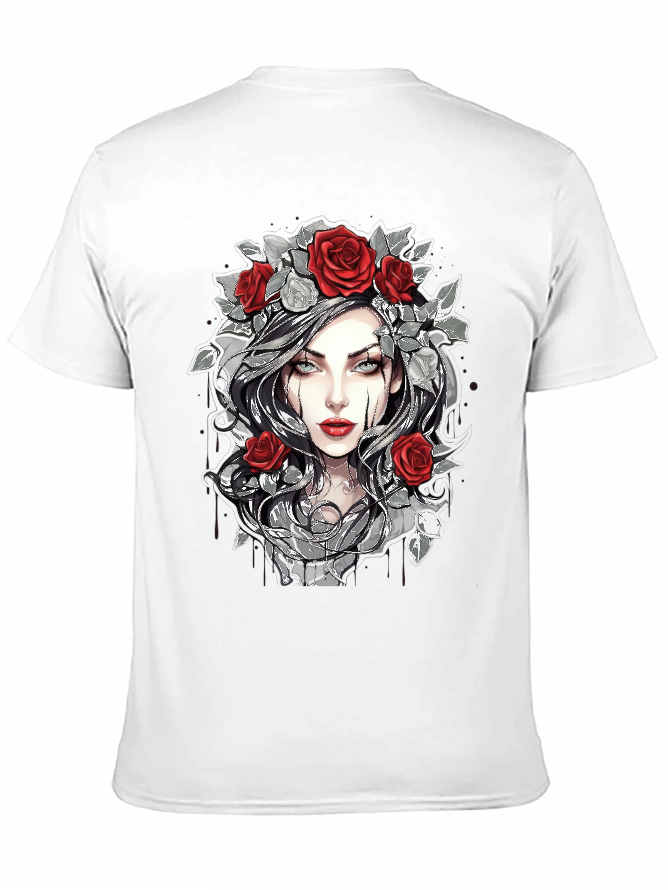Rose Crown Gothic Tee - Stylish Graphic Print T-Shirt