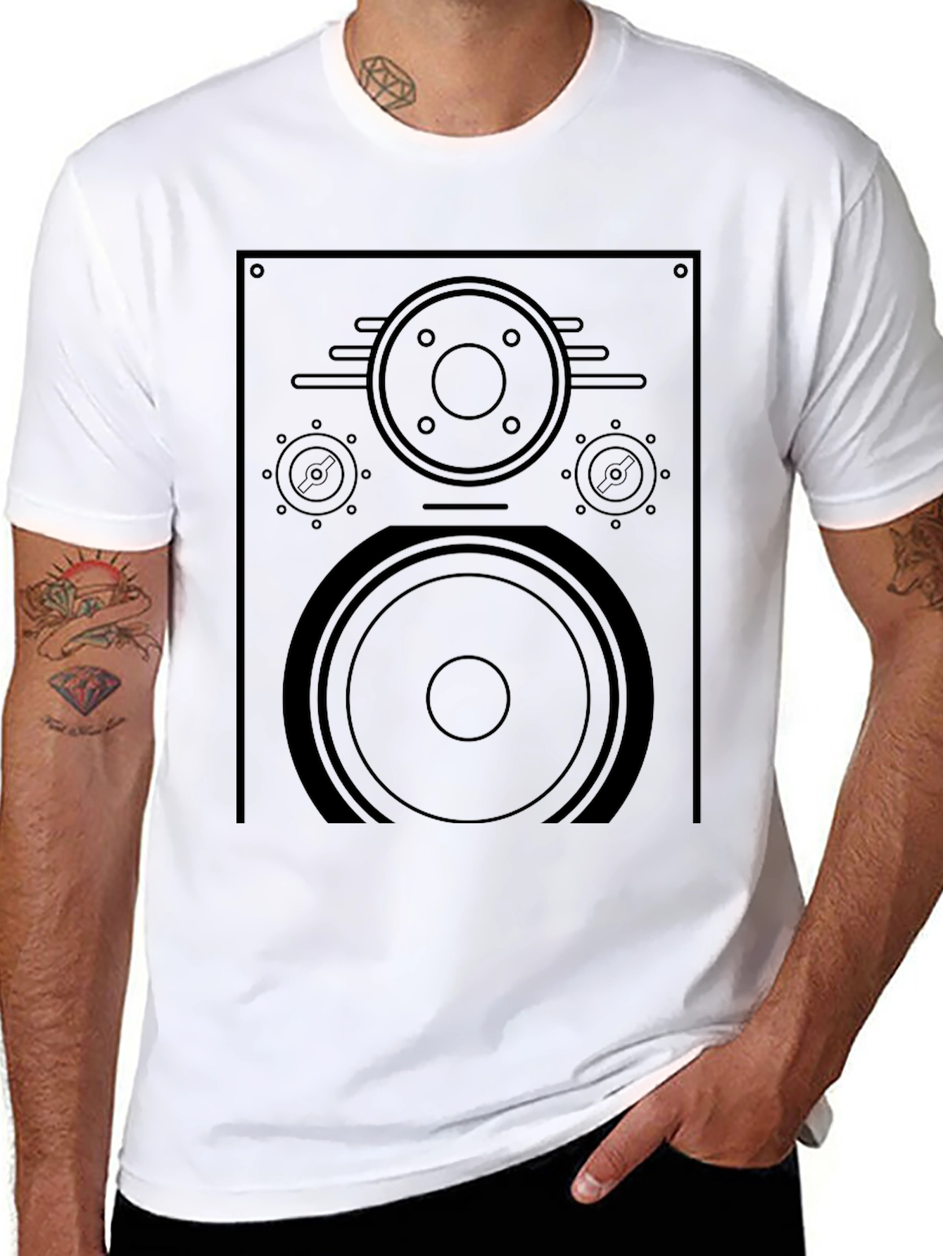 Speaker Graphic T-Shirt - Black Crew Neck Tee