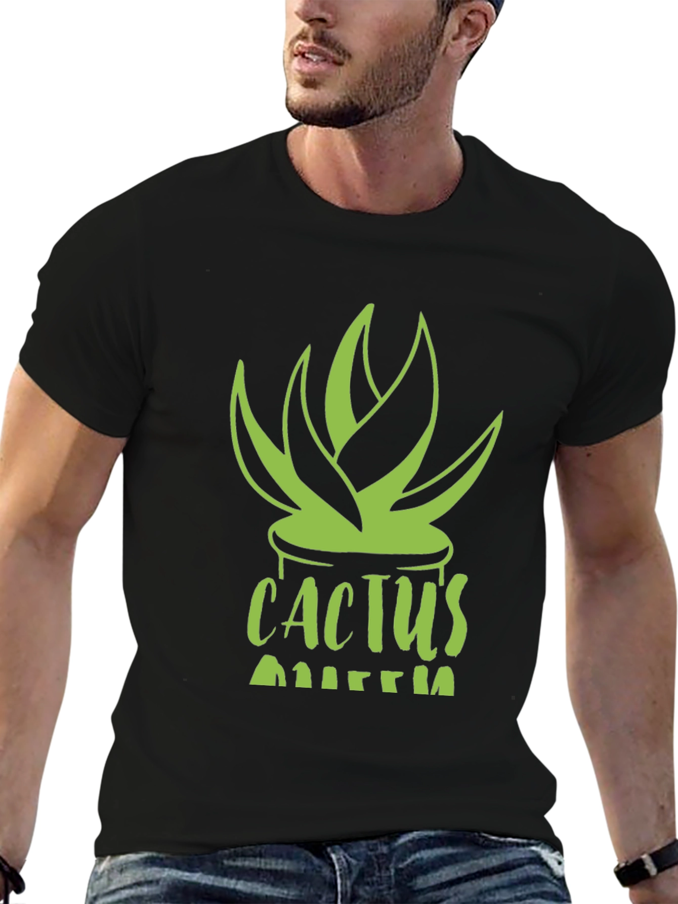 Cactus Queen Black T-Shirt - Stylish Plant Lover Tee