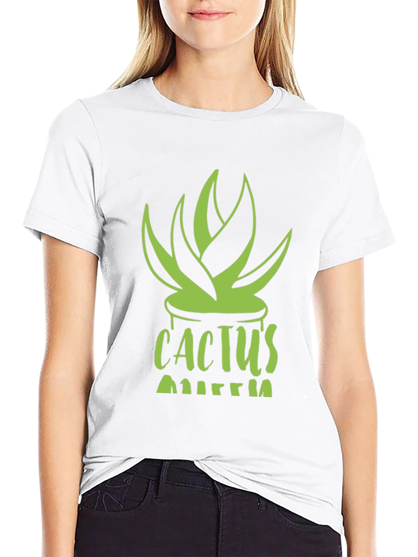 Cactus Queen Black T-Shirt - Stylish Plant Lover Tee