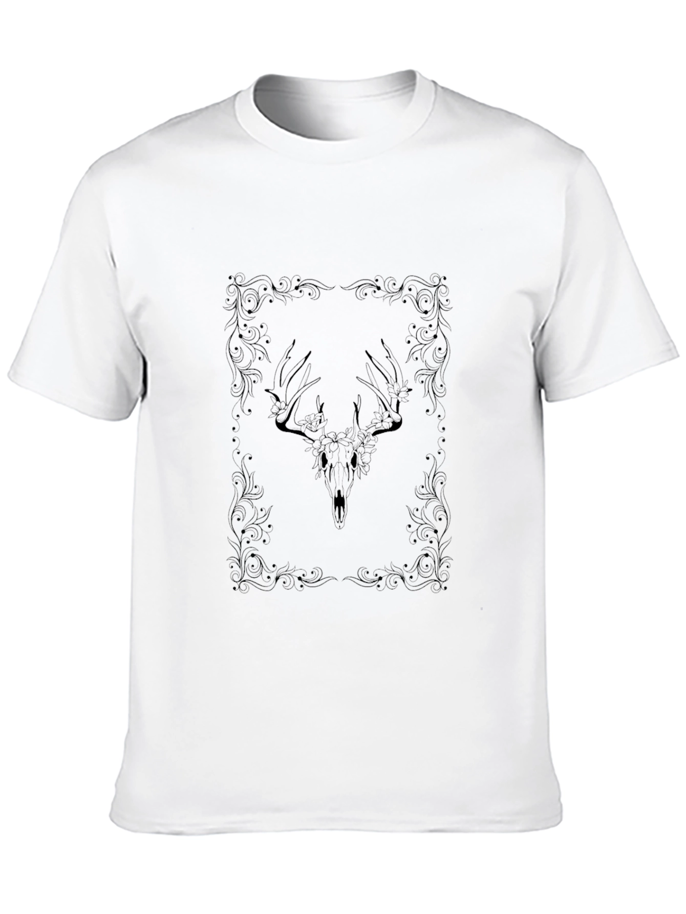 Deer Skull Floral Frame Graphic Tee