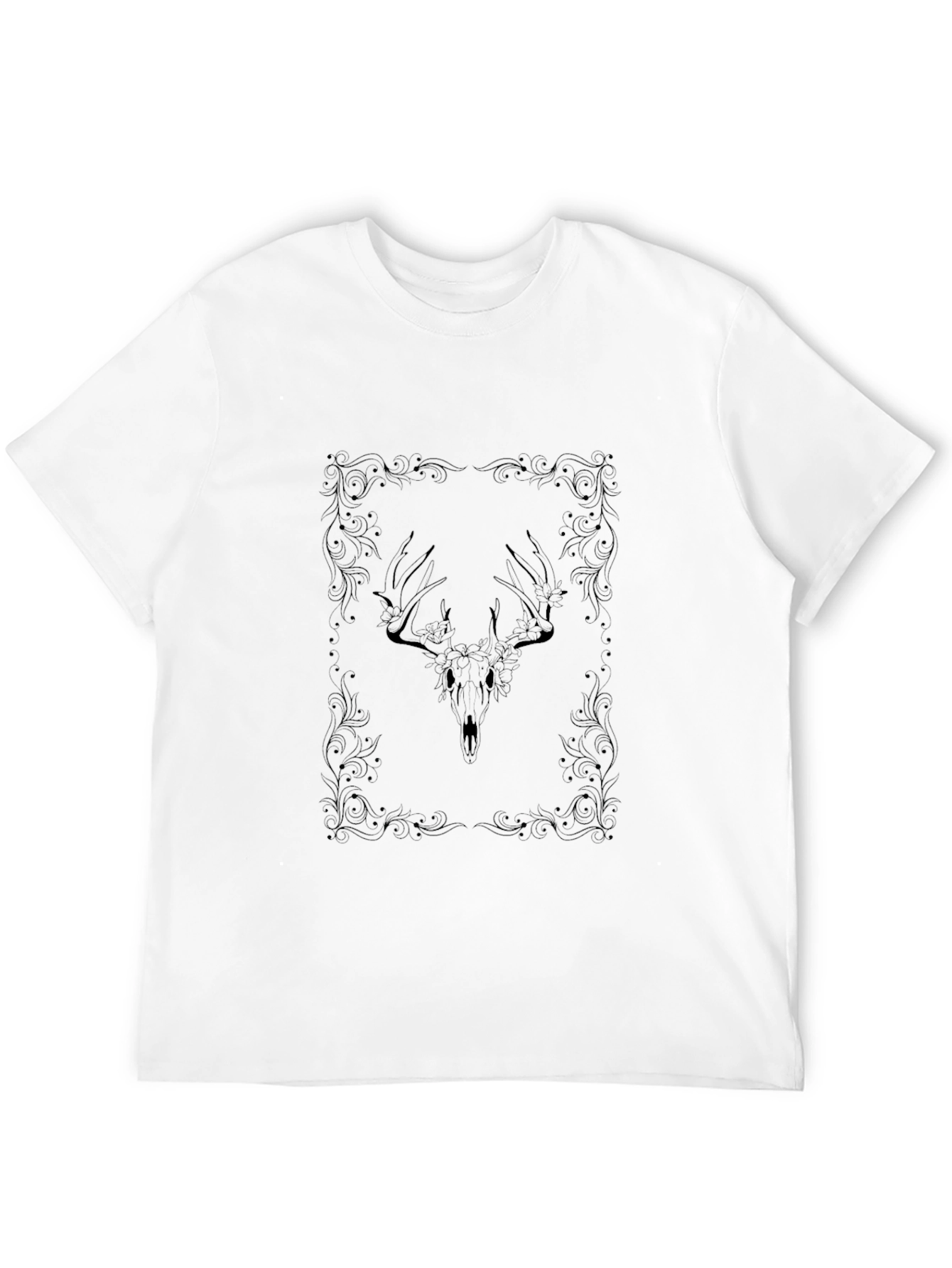 Deer Skull Floral Frame Graphic Tee