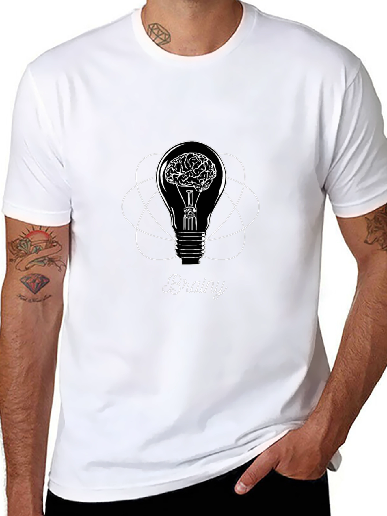 Brainy Idea Lightbulb Graphic T-Shirt