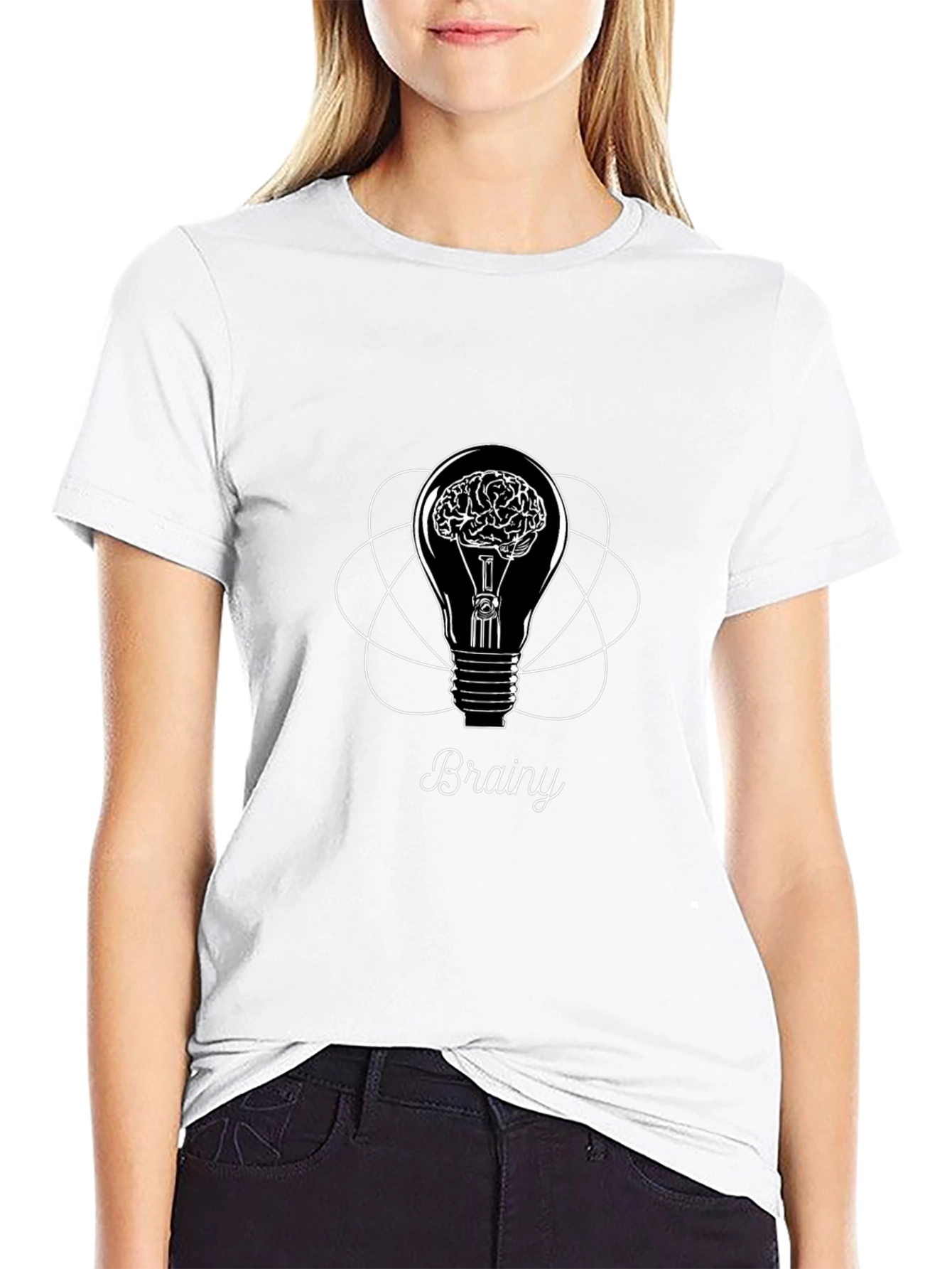 Brainy Idea Lightbulb Graphic T-Shirt