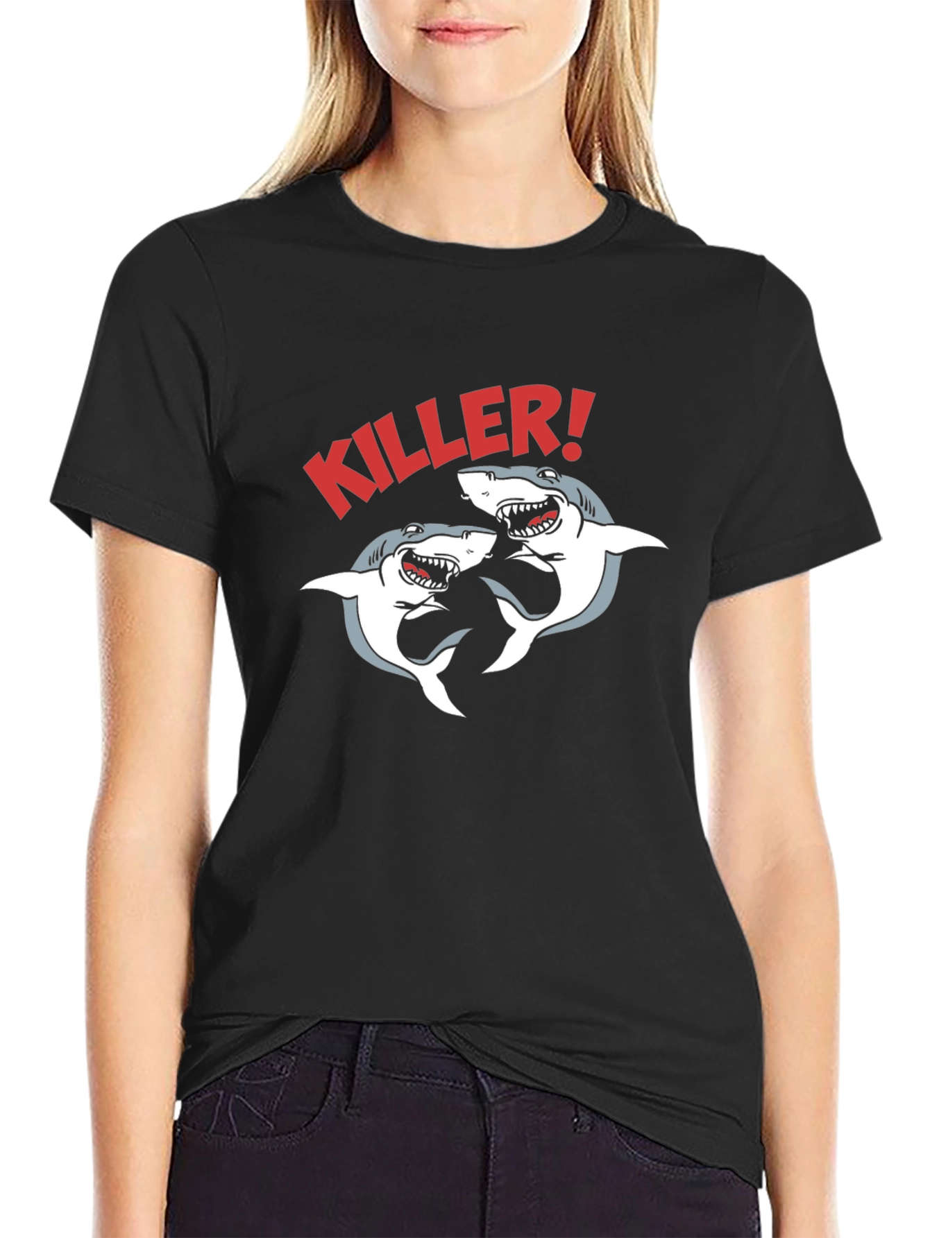 Killer Sharks Graphic Black T-Shirt