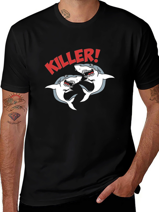 Killer Sharks Graphic Black T-Shirt