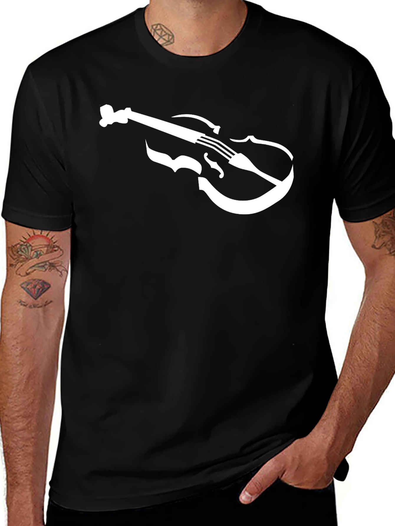 Violin Graphic Tee - Classic Musician T-Shirt