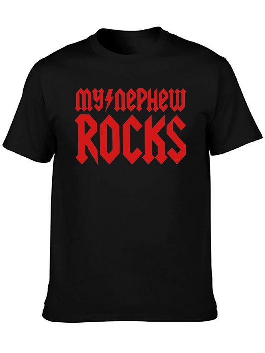 My Nephew Rocks T-Shirt - Black Graphic Tee