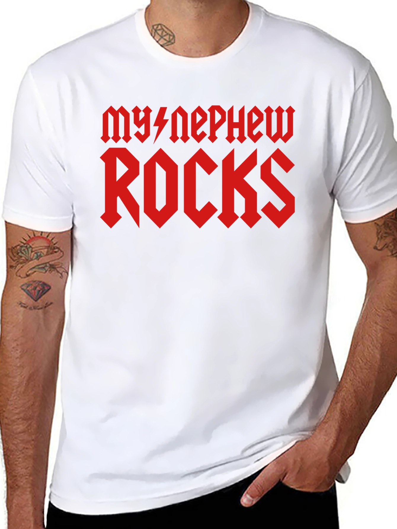 My Nephew Rocks T-Shirt - Black Graphic Tee