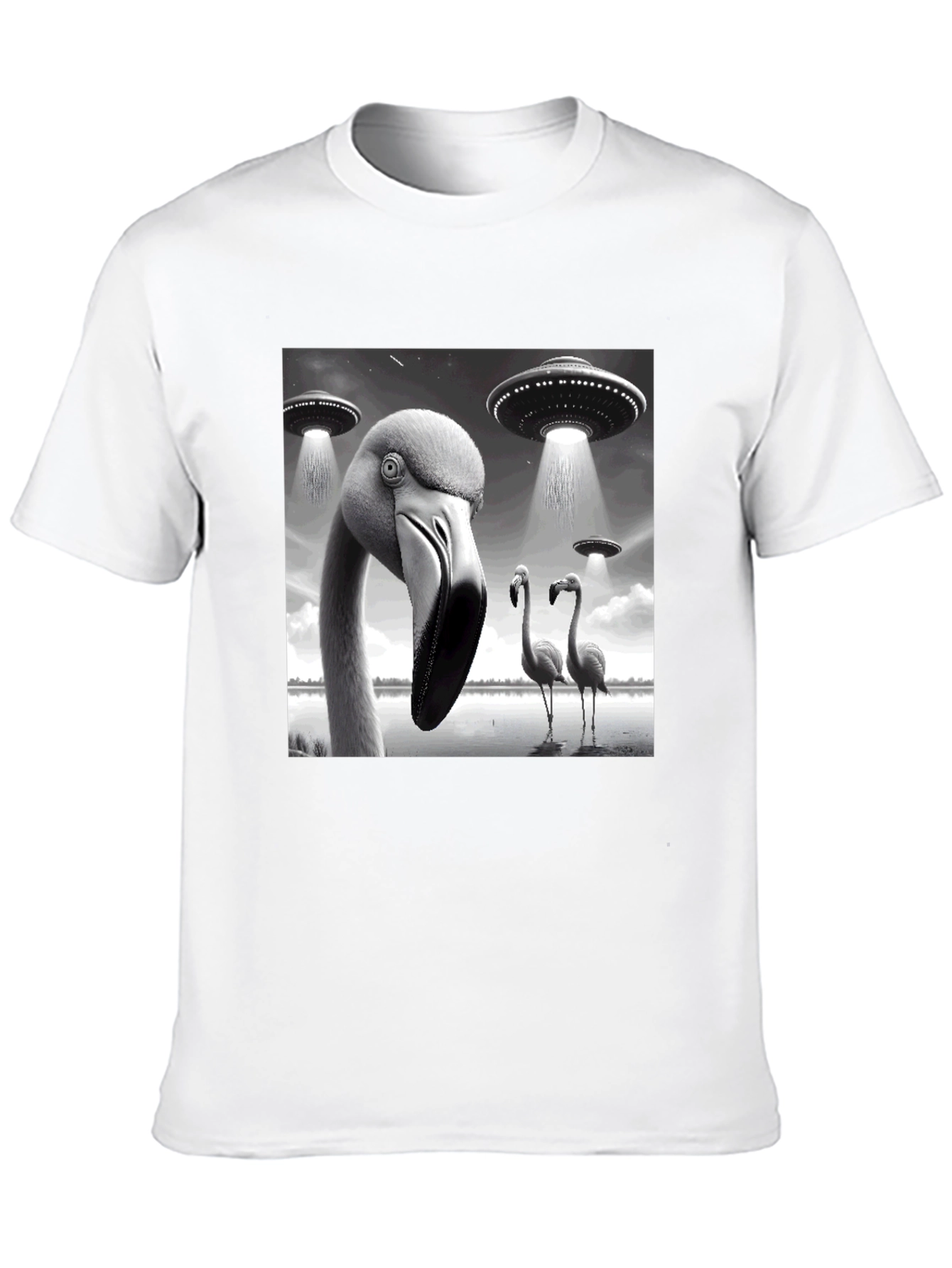 Black Flamingo UFO Abduction T-Shirt