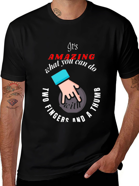 Funny Bowling T-Shirt - Two Fingers and a Thumb