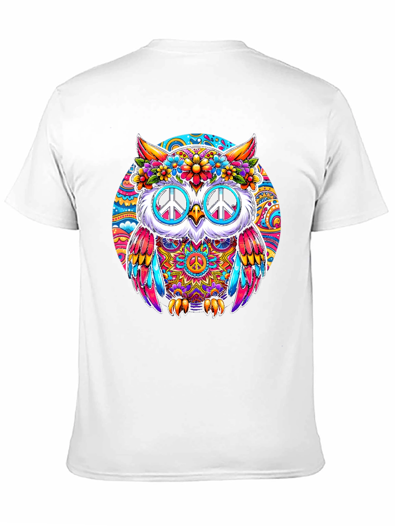 Hippie Owl Graphic Tee - Peace Sign Sunglasses