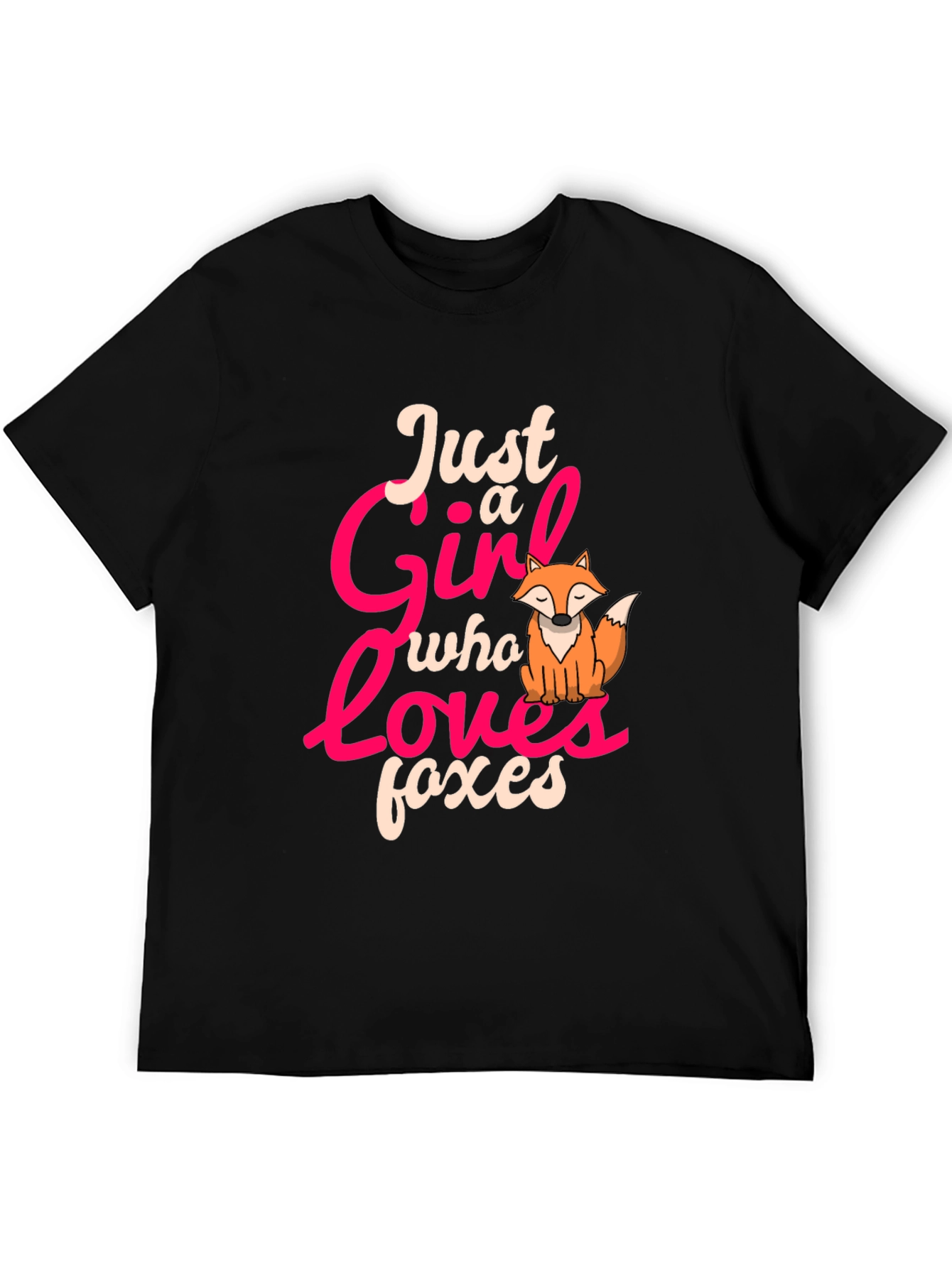 Just a Girl Who Loves Foxes Black T-Shirt