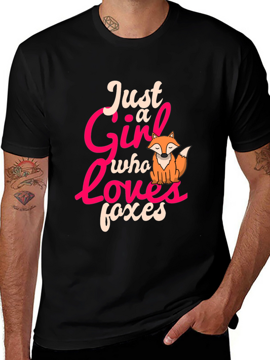 Just a Girl Who Loves Foxes Black T-Shirt