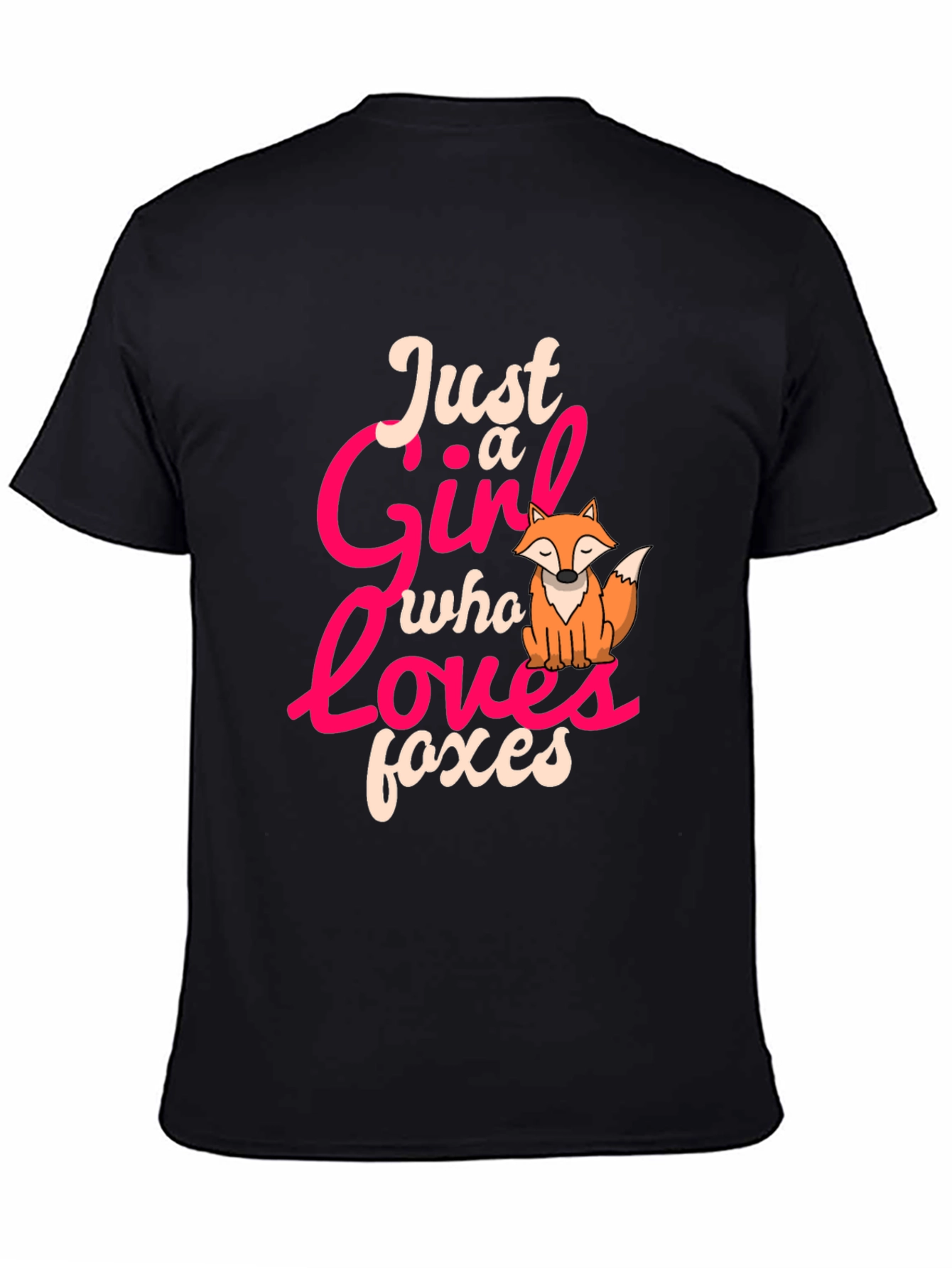Just a Girl Who Loves Foxes Black T-Shirt