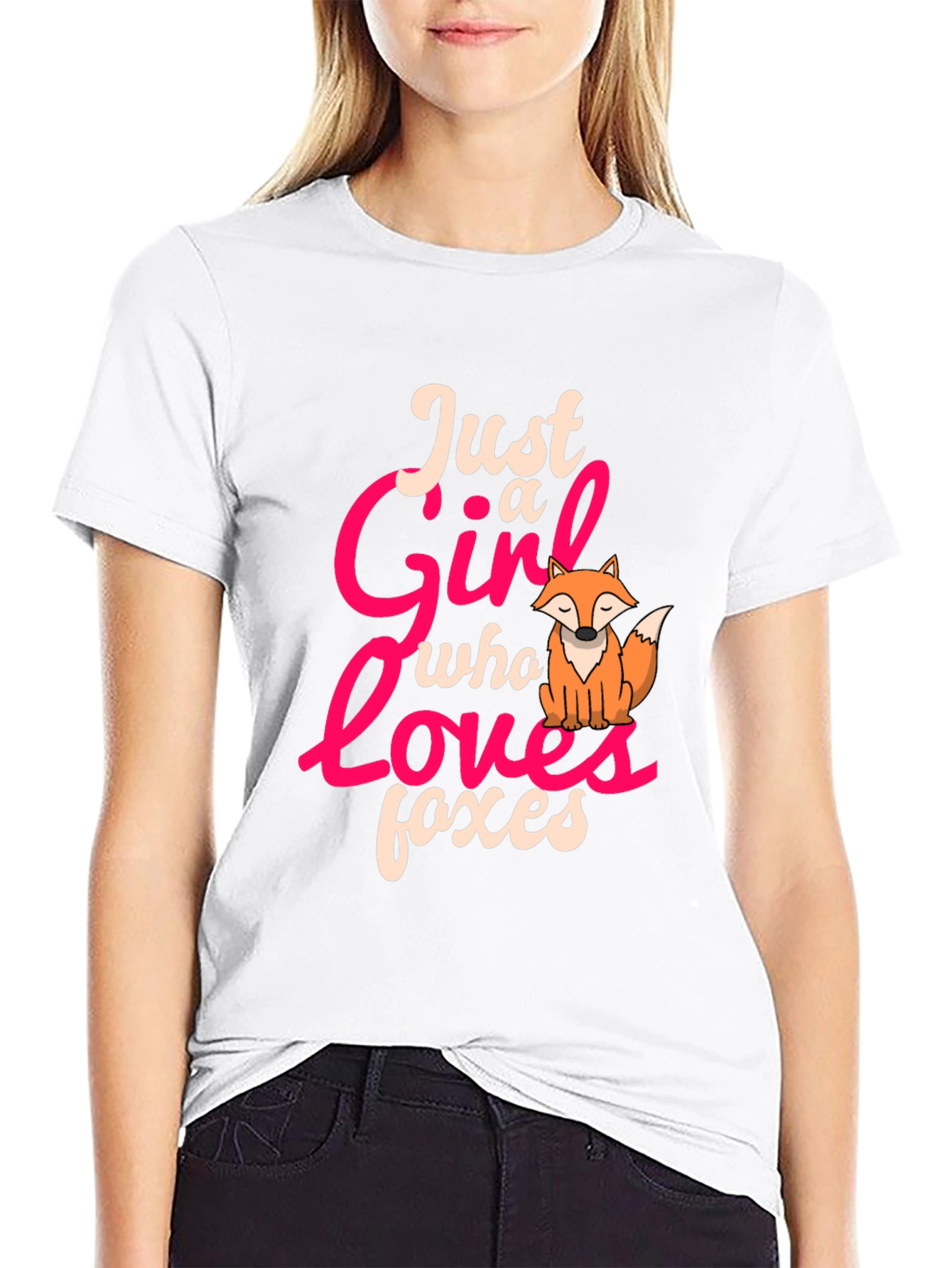 Just a Girl Who Loves Foxes Black T-Shirt