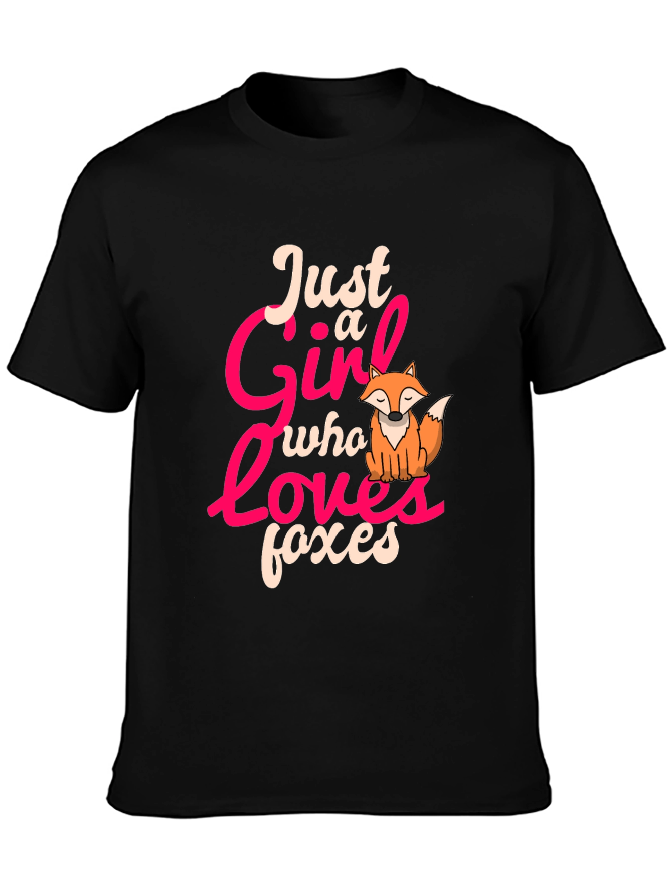 Just a Girl Who Loves Foxes Black T-Shirt