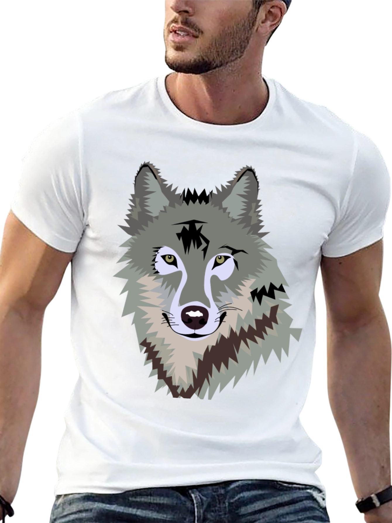 Wolf Graphic Print Crew Neck T-Shirt