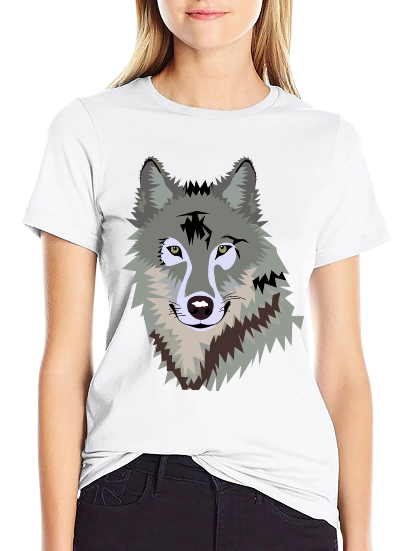Wolf Graphic Print Crew Neck T-Shirt