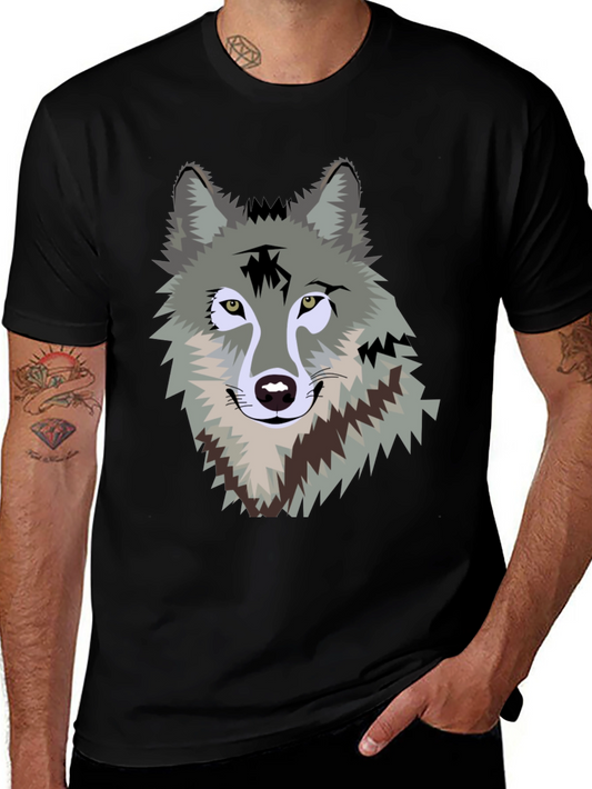 Wolf Graphic Print Crew Neck T-Shirt