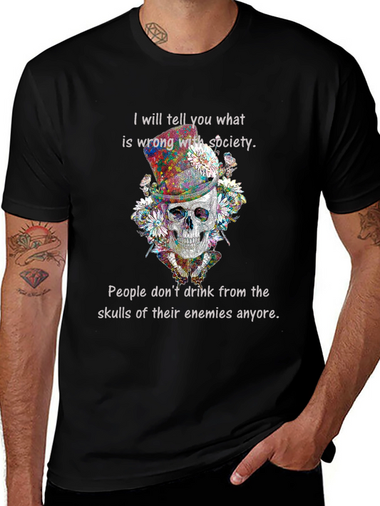 Skull & Flowers Graphic Tee - Whats Wrong with Society