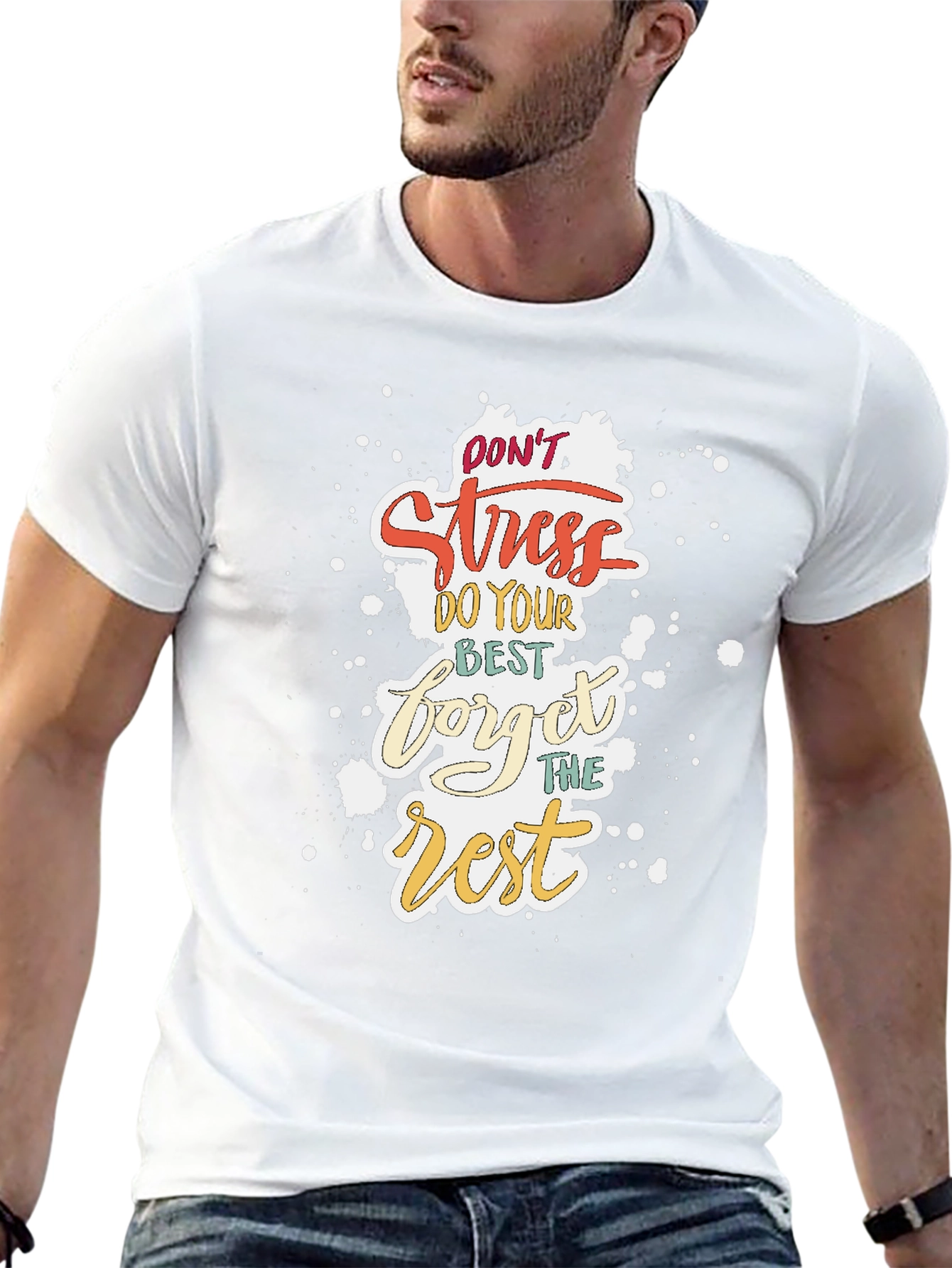 Dont Stress Graphic Tee - Black Casual T-Shirt