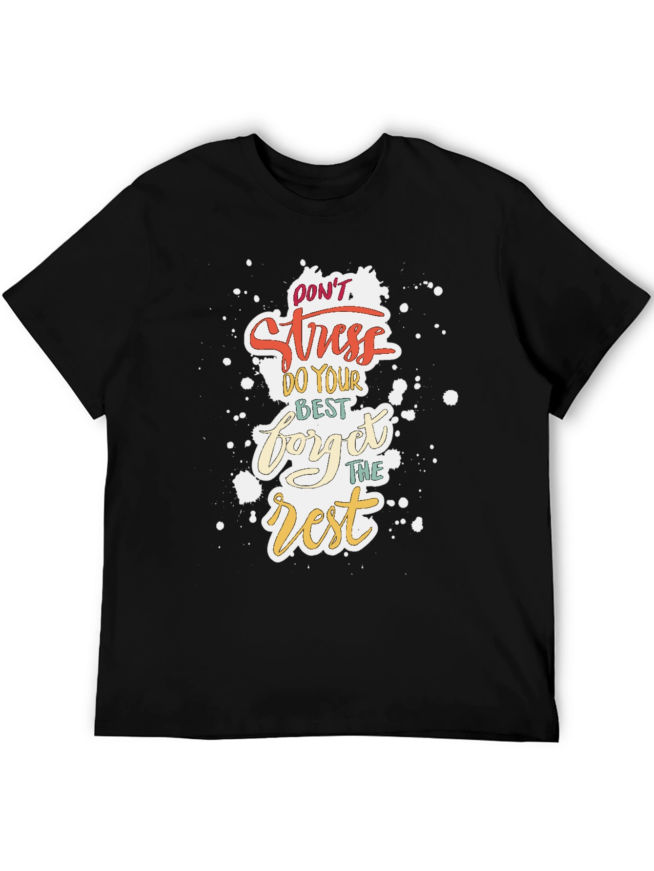 Dont Stress Graphic Tee - Black Casual T-Shirt