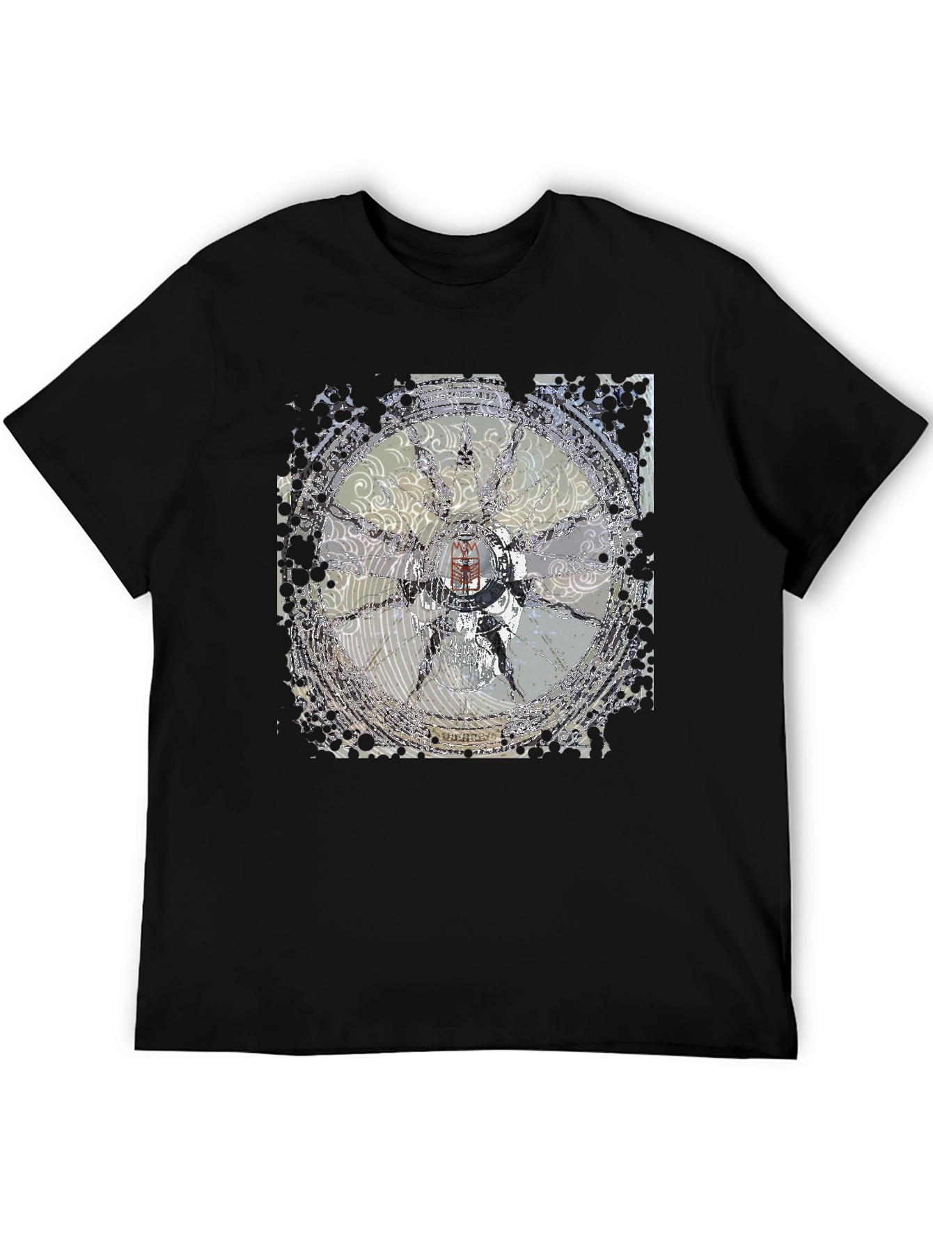 Abstract Circle Graphic Black T-Shirt