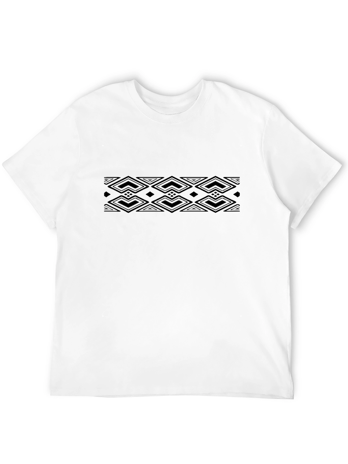 Mens Black T-Shirt with Tribal Diamond Pattern