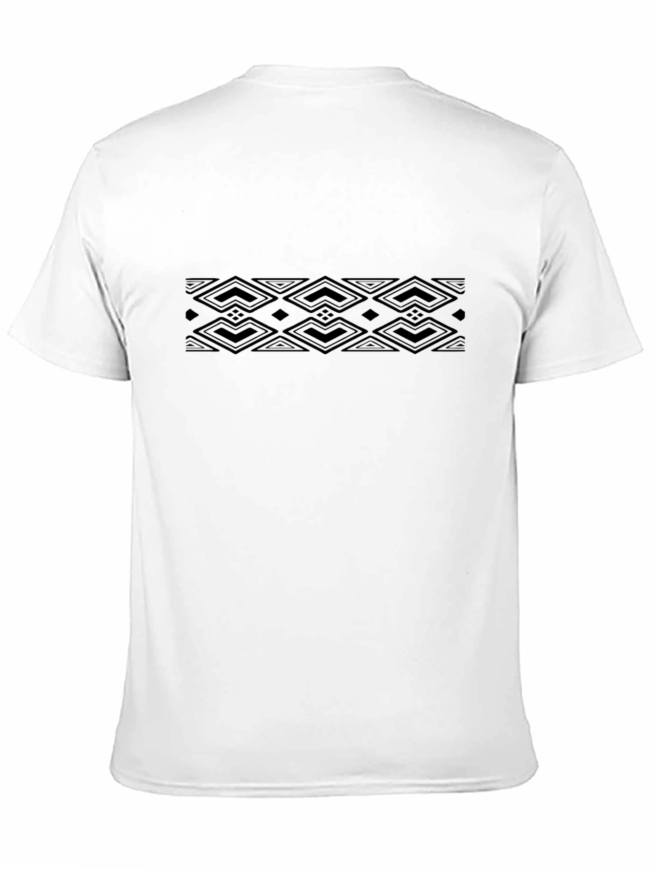 Mens Black T-Shirt with Tribal Diamond Pattern